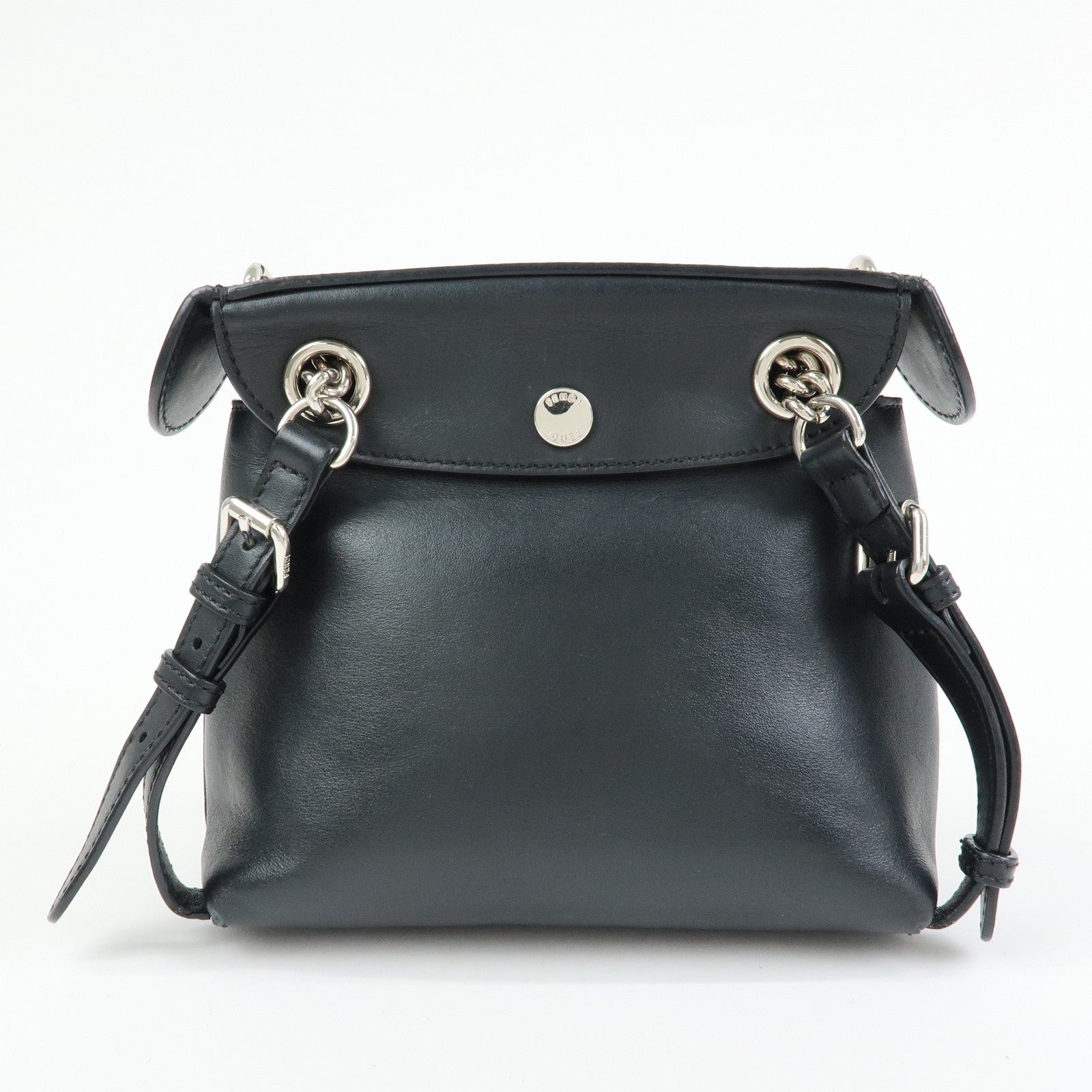 FENDI Bag to School Leather 2Way Bag Hand Bag Shoulder Bag Black