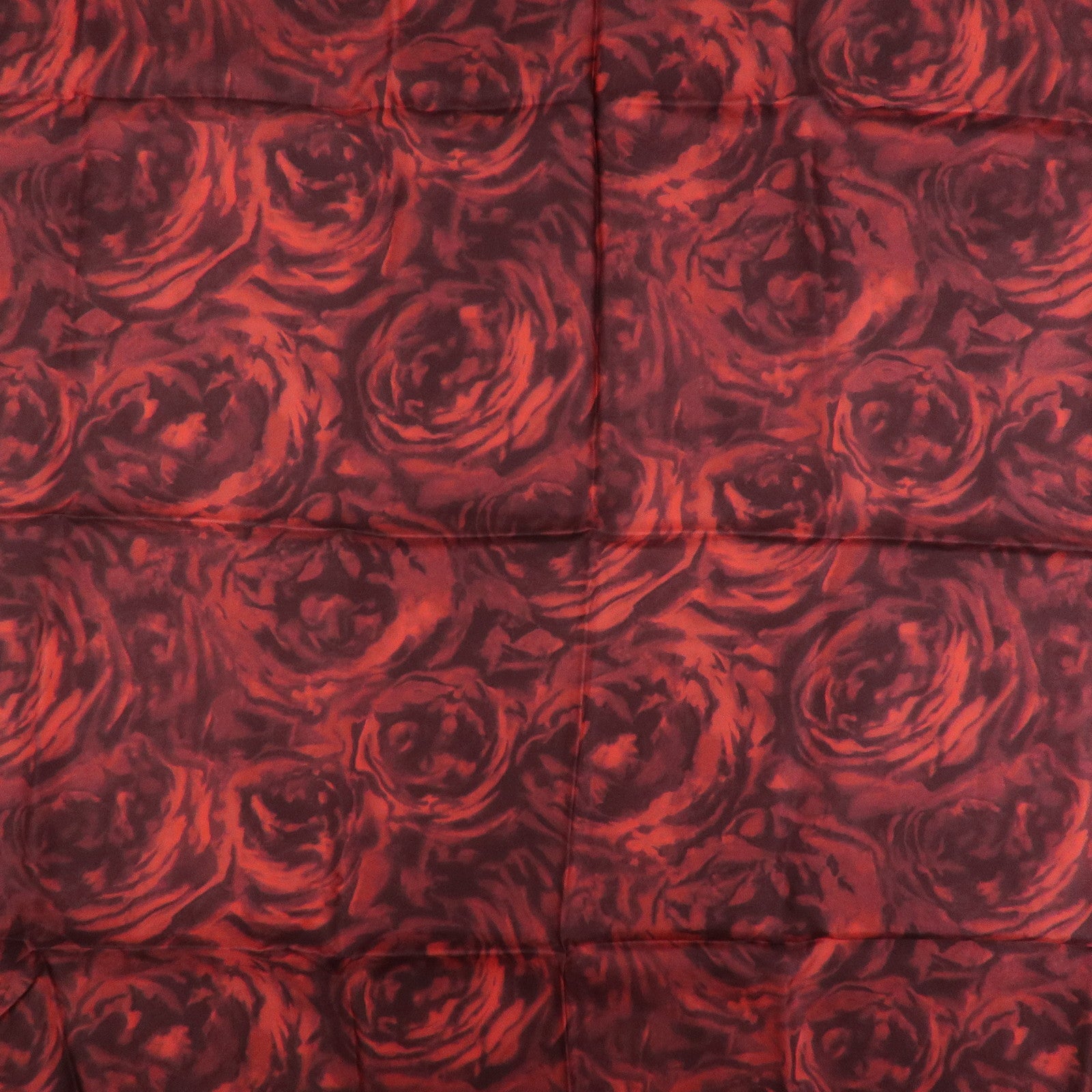 Christian Dior Logo Silk 100% Scarf Rose Motif Red Black