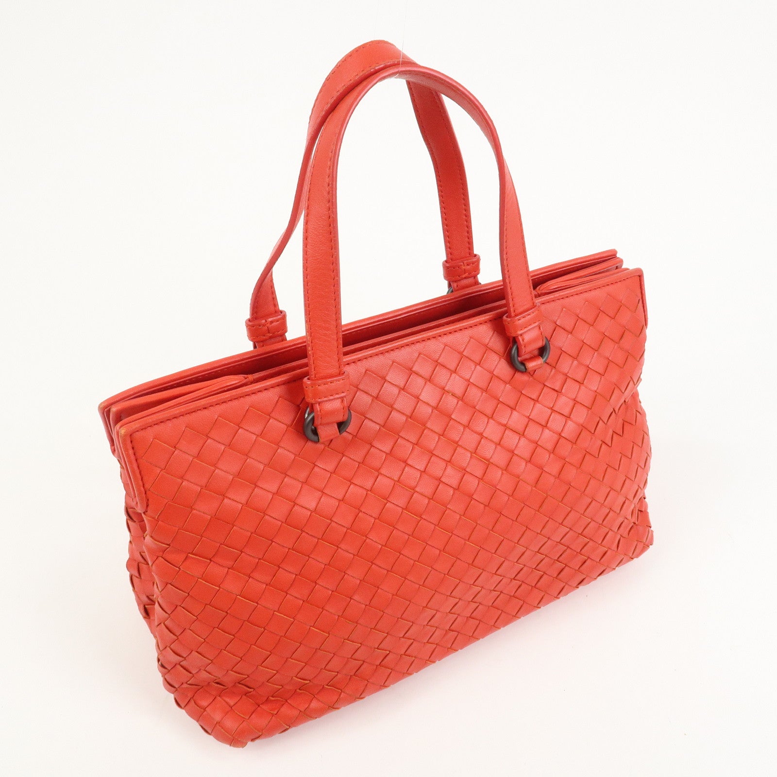 BOTTEGA VENETA Intrecciato Nappa Leather Hand Bag Red