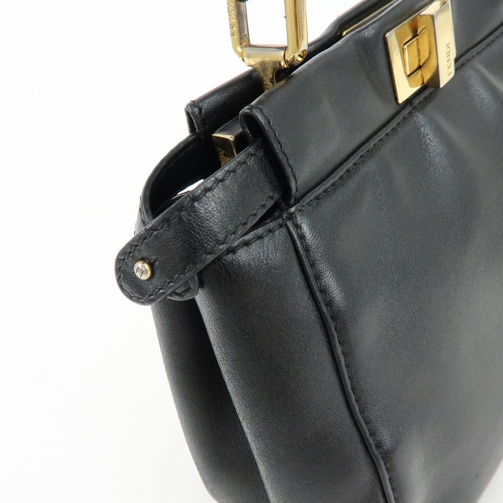 FENDI Peekaboo Mini 2Way Shoulder Bag Hand Bag Black 8BN244