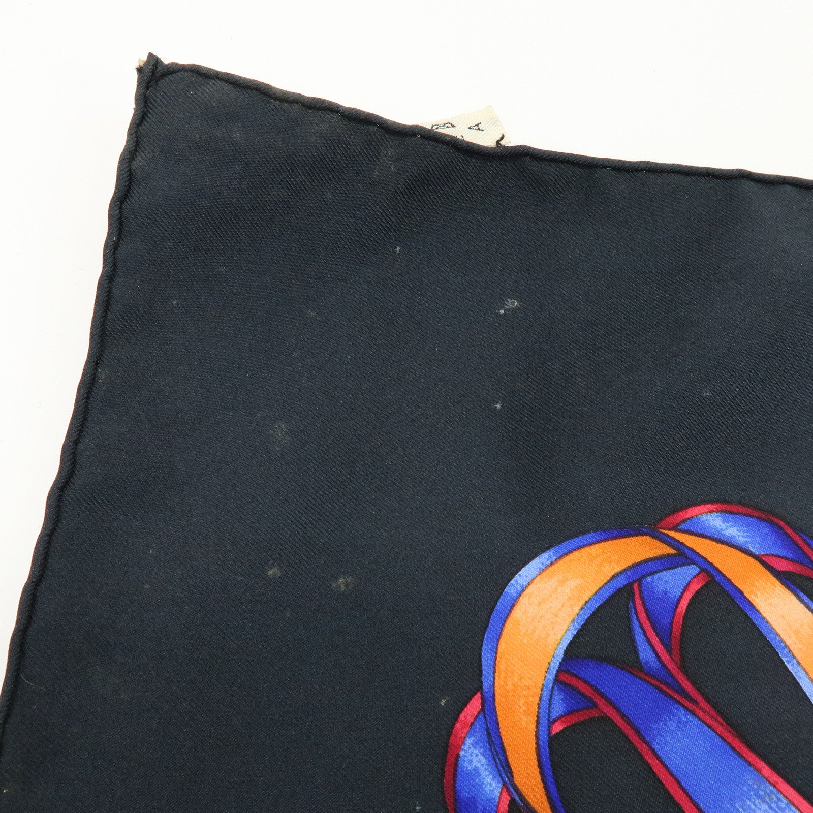 HERMES Carre 90 Silk 100% Scarf LES RUBANS DU CHEVAL Black