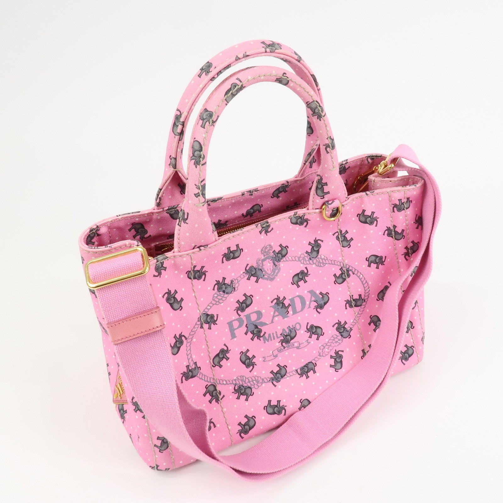 PRADA Canapa Mini Canvas Elephant 2Way Bag Shoulder Bag 1BG439