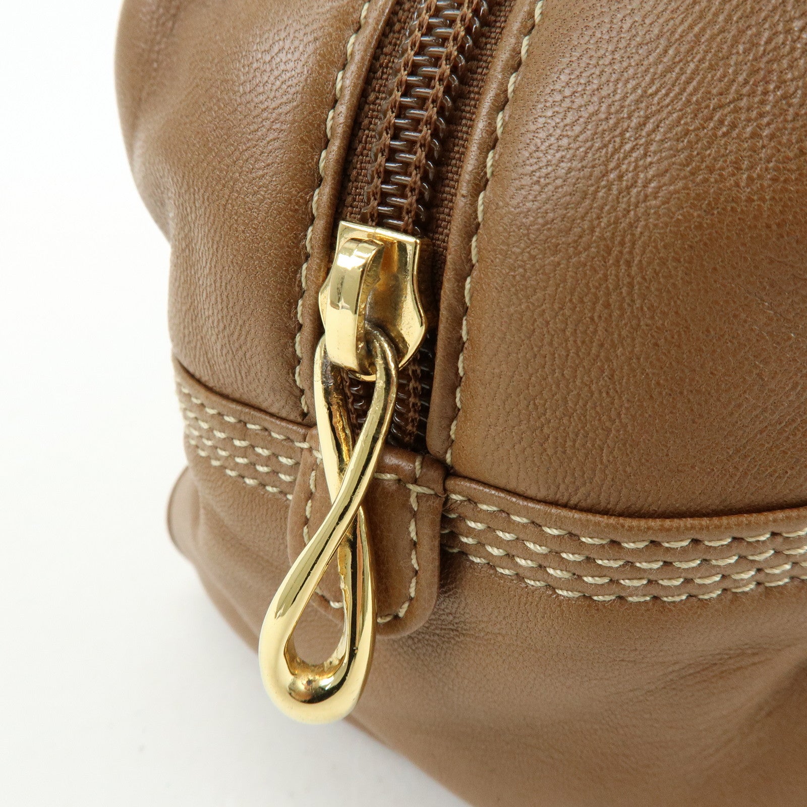 LOEWE Anagram Nappa Leather Hand Bag Mini Boston Bag Brown