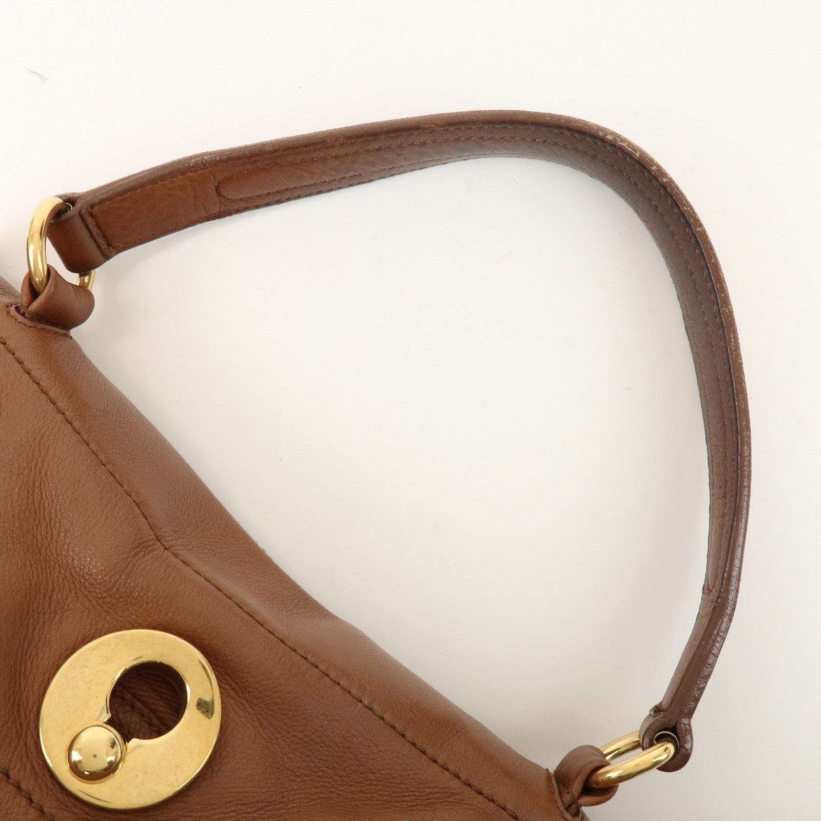SAINT LAURENT PARIS Muse Two Leather Canvas Hand Bag Brown 229680