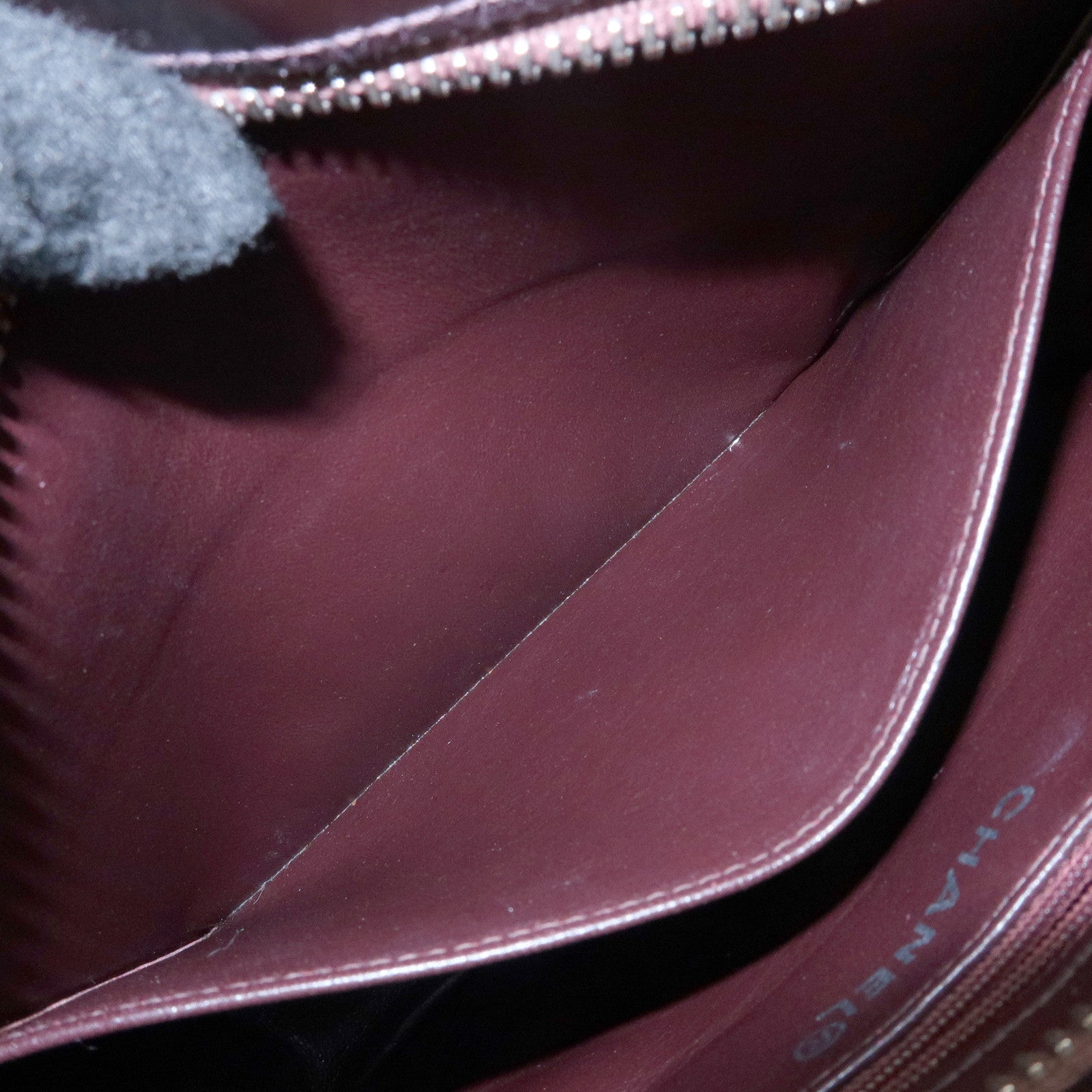 CHANEL Logo Patent Leather Tote Bag Shoulder Bag Brown