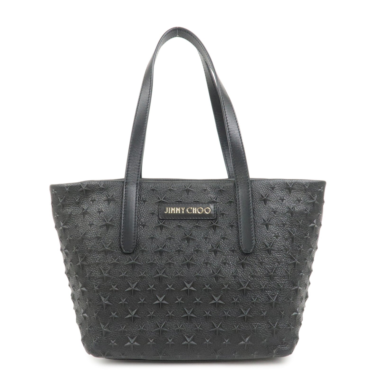 JIMMY CHOO Star Emboss SOFIASEMG Calf Leather Tote Bag Black