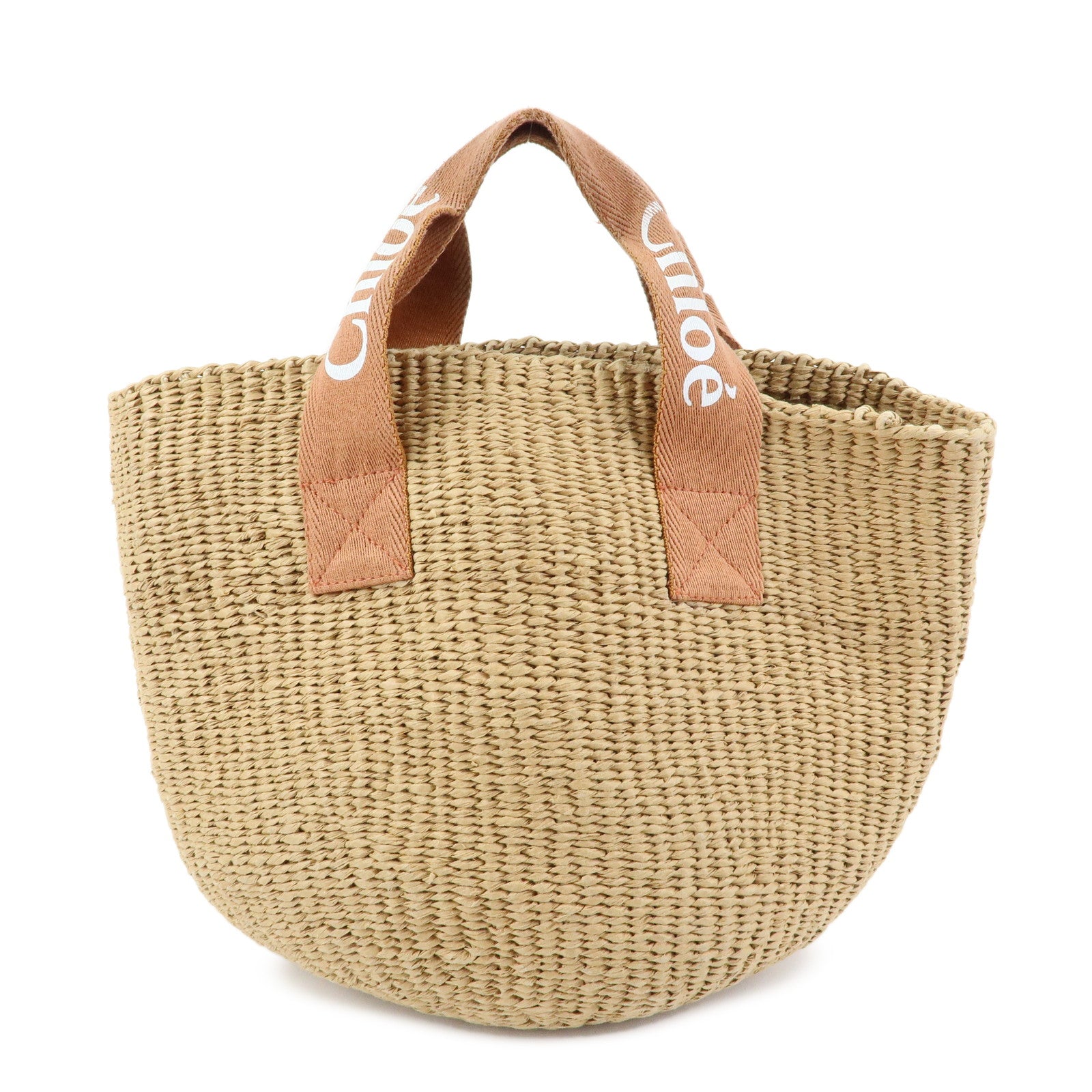 Chloe Mifuko Raffia Canvas Hand Bag Tote Bag Natural Beige