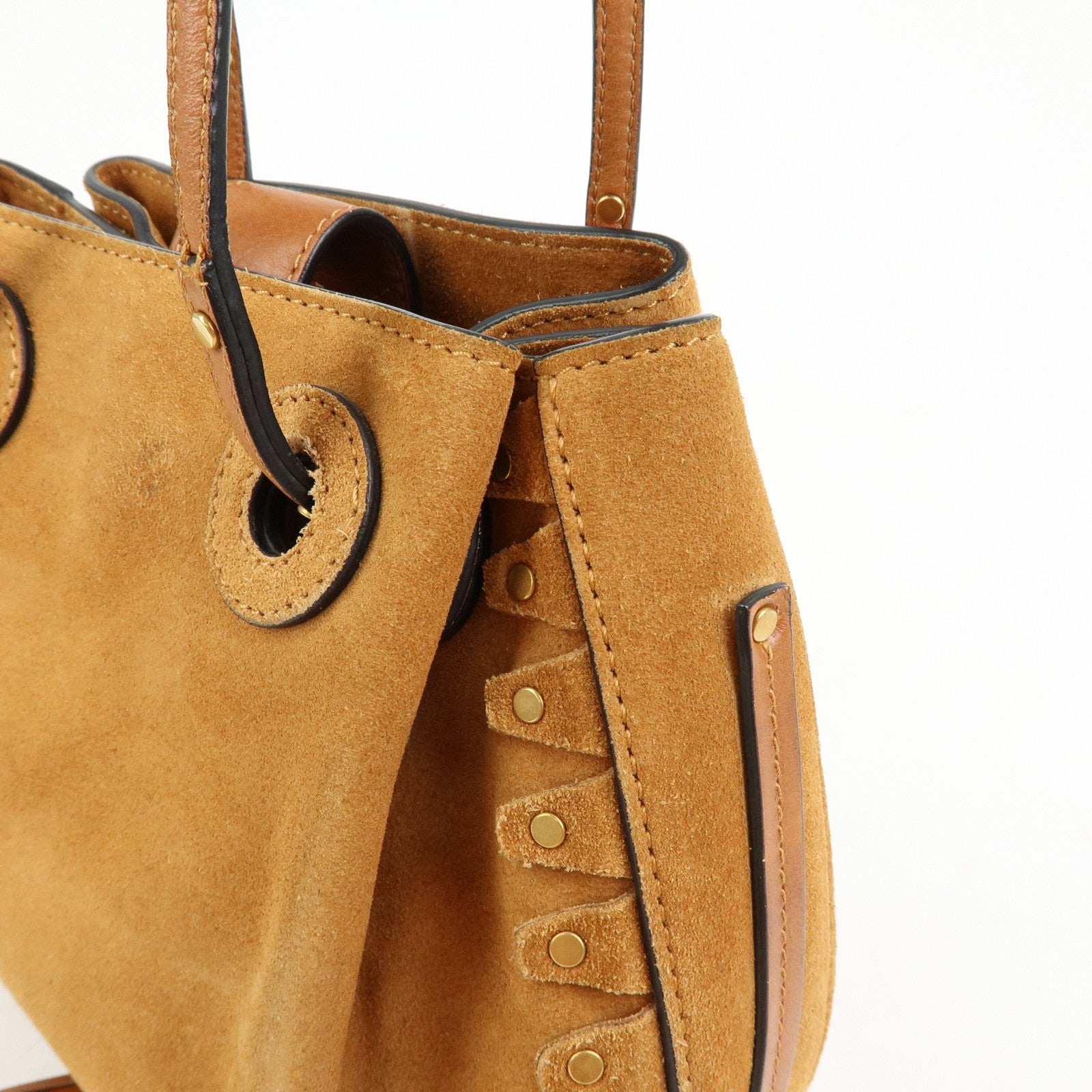 Chloe Suede Leather Tassel Shoulder Bag Crossbody Bag Brown