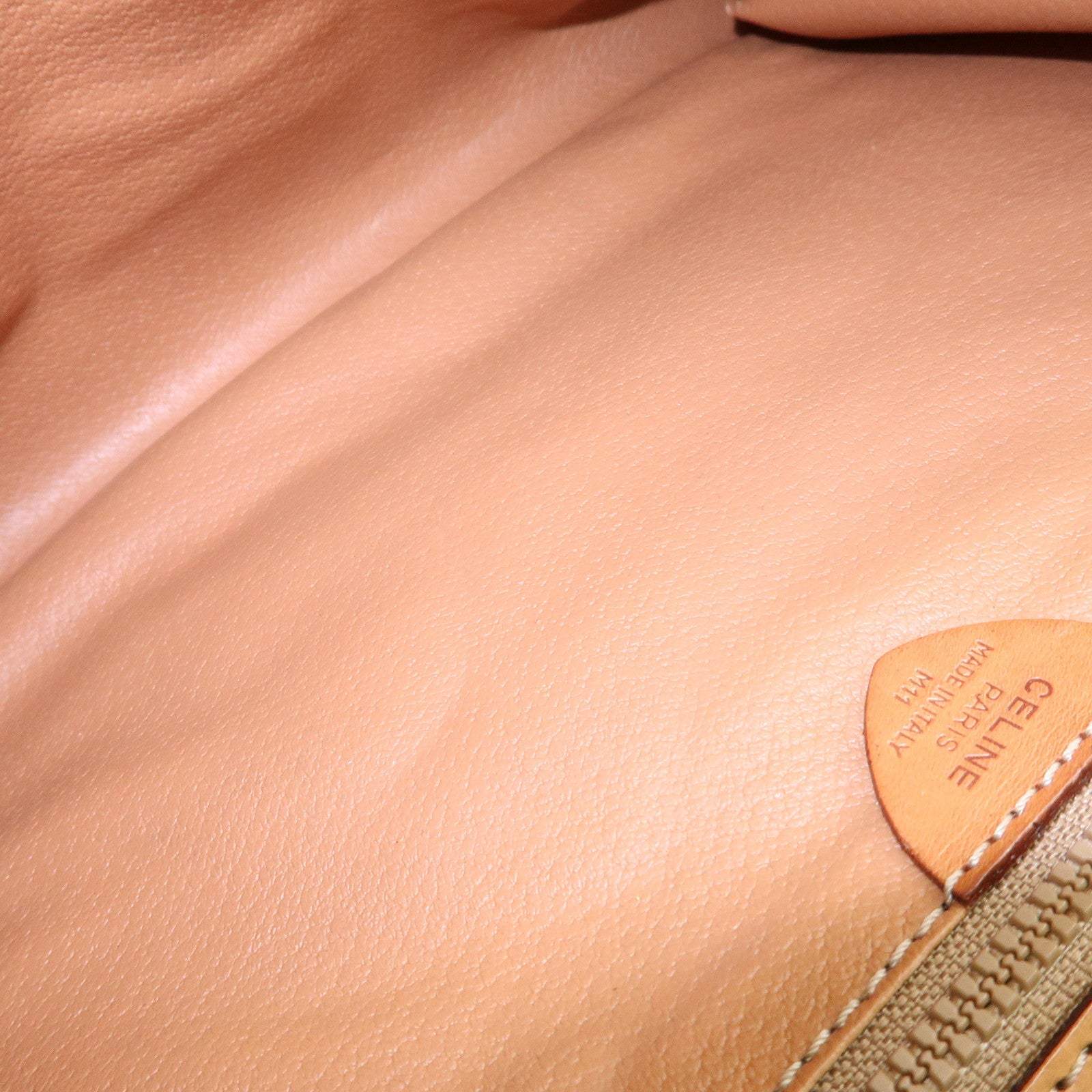 CELINE Macadam PVC Leather Shoulder Bag Clutch Bag Beige