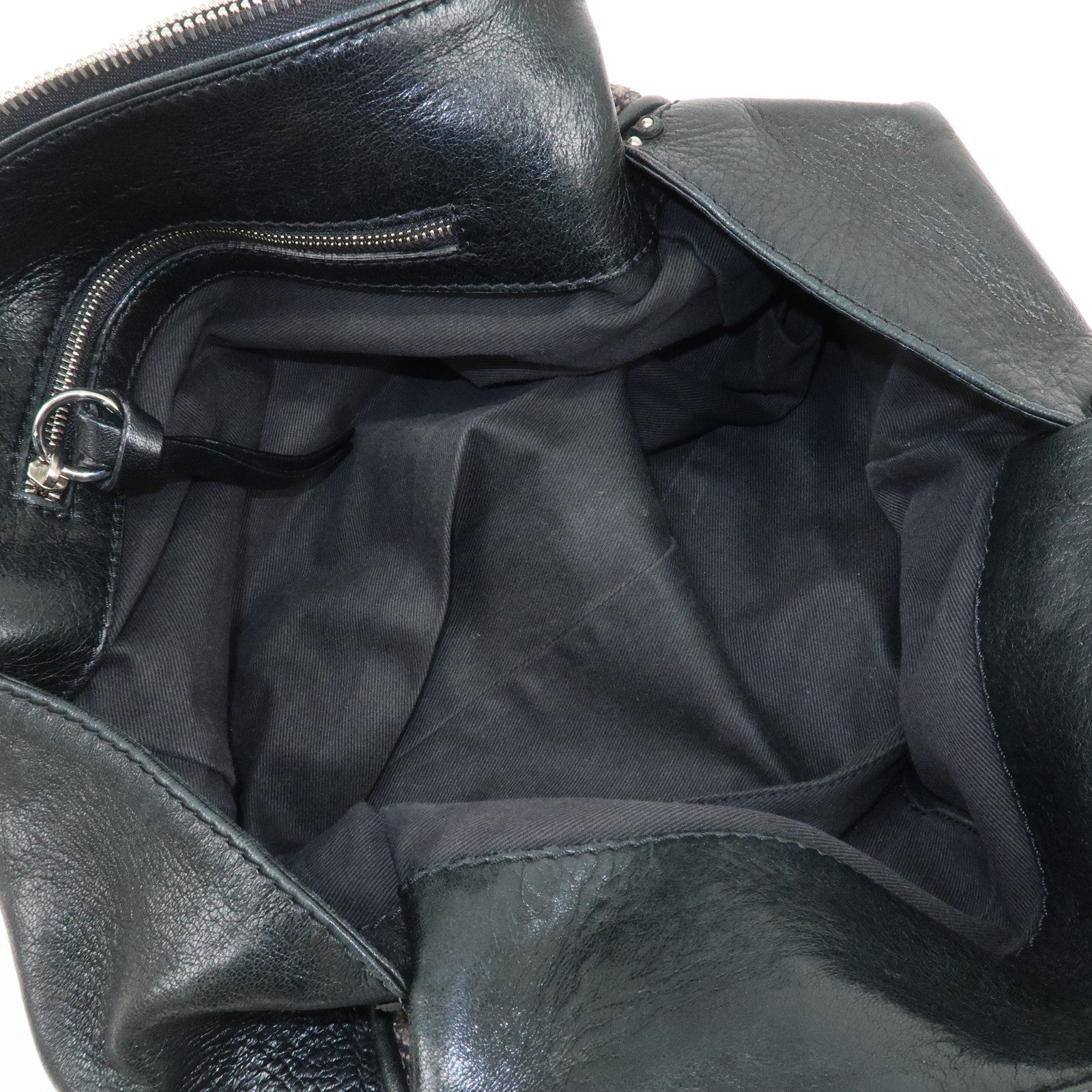 Chloe Paddington Leather Canvas Shoulder Bag Black Gray