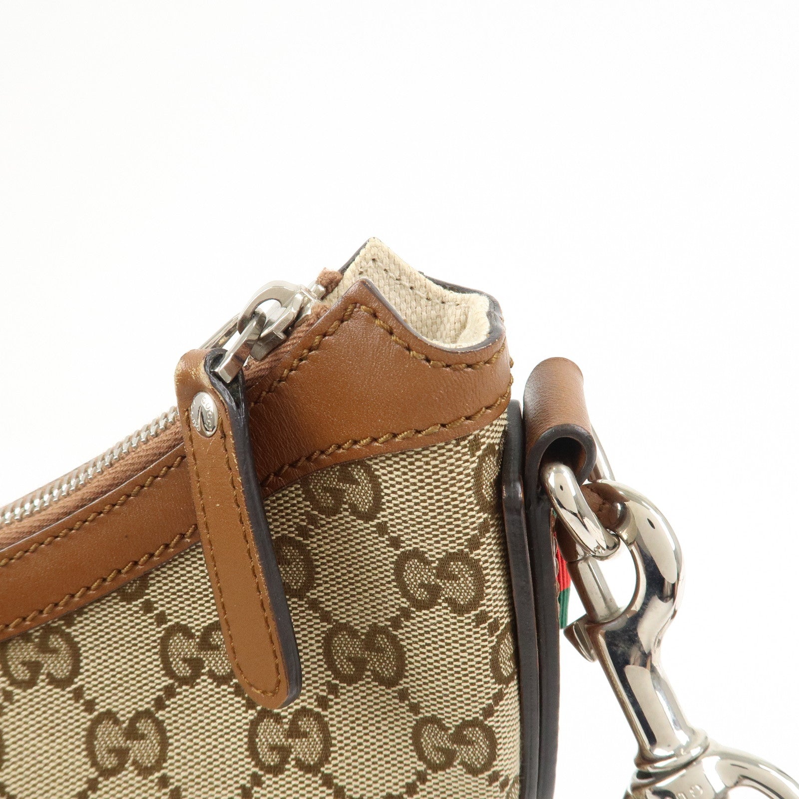 GUCCI Sherry GG Canvas Leather Shoulder Bag Beige Brown 353399