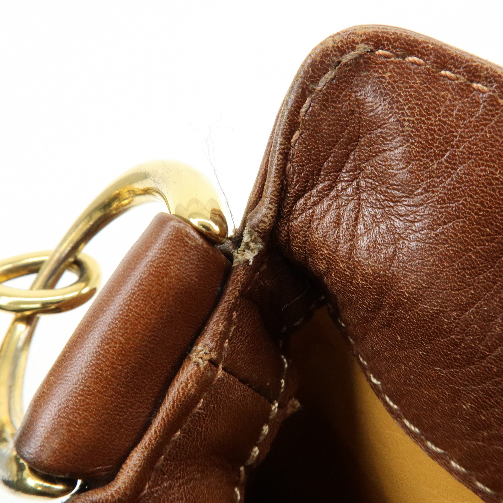 GUCCI Bamboo Leather 2Way Bag Shoulder Bag Brown 001.3444