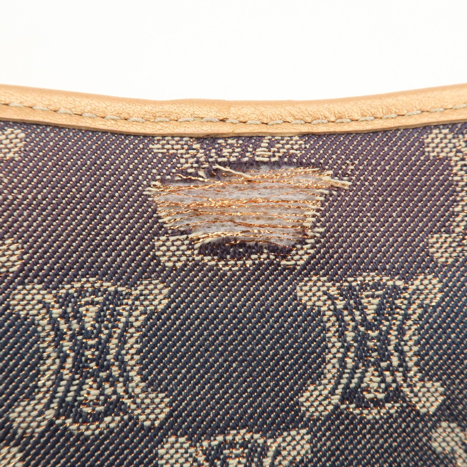 CELINE Macadam Denim Leather Shoulder Bag Metalic Pink Beige Navy