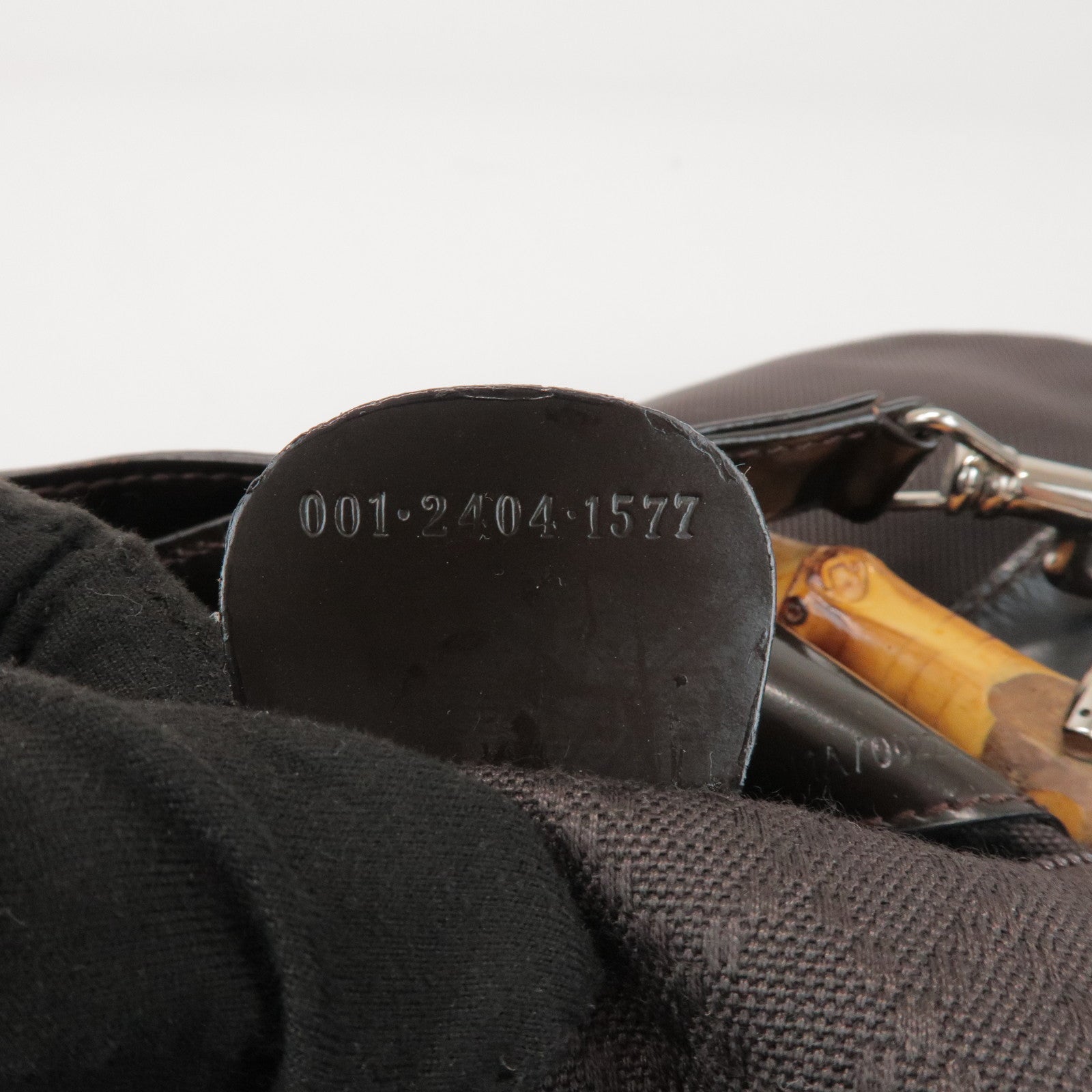 GUCCI Bamboo Nylon Canvas Leather 2Way Hand Shoulder Bag 001.2404