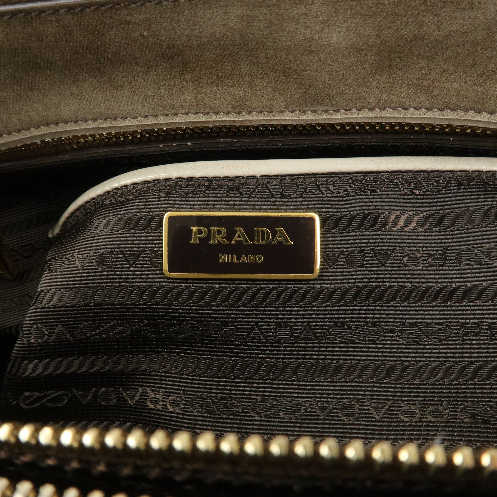 PRADA Patent Leather Flower Galleria 2Way Tote Bag Greige BB2274F