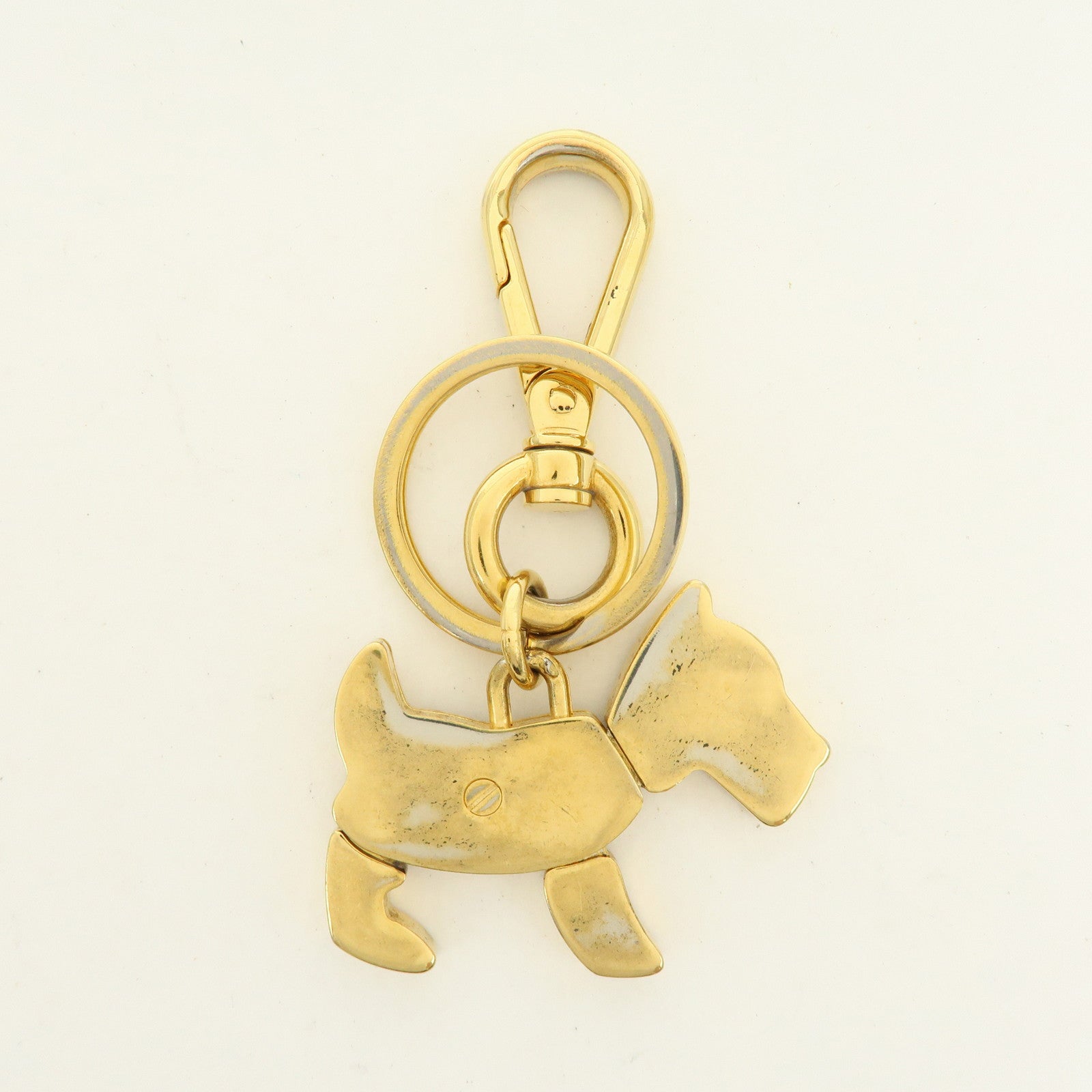 PRADA Dog Motif Metal Bag Charm Key Holder Black