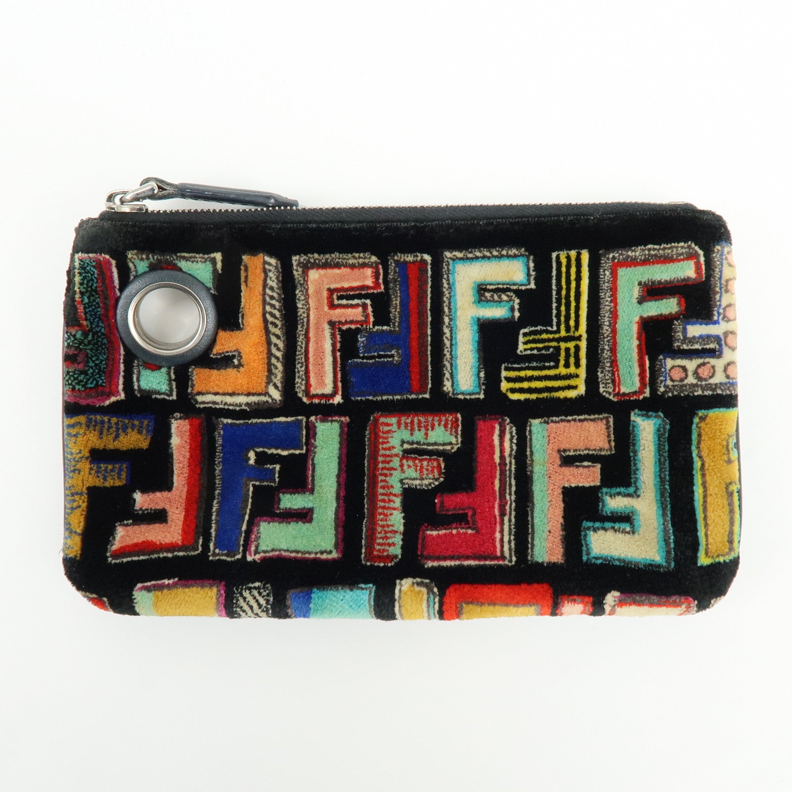 FENDI Zuccca F is FENDI Leather Velvet Triplette Clutch Bag 8BS001