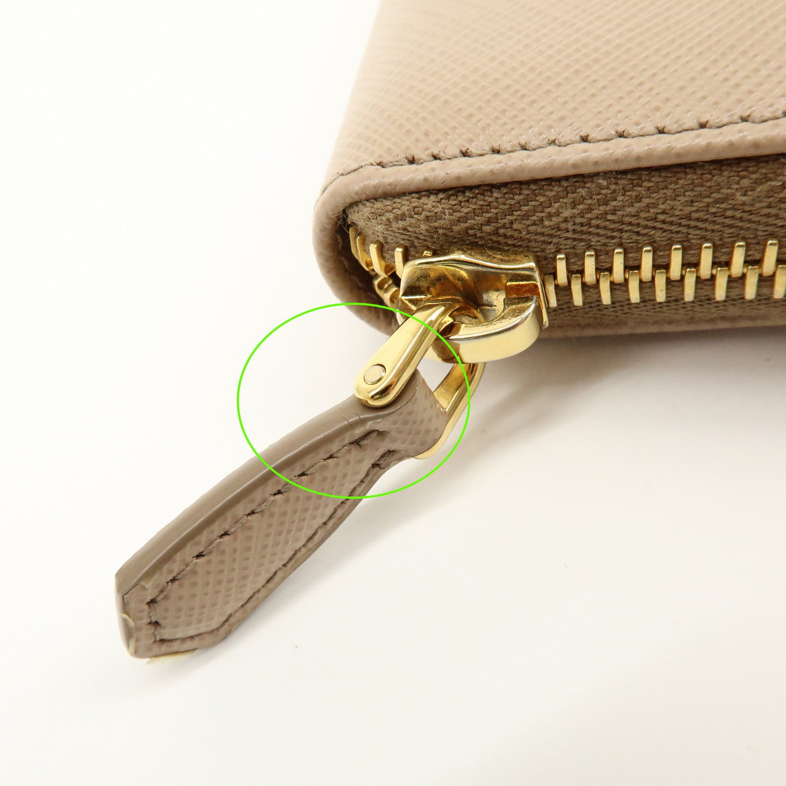 PRADA Triangle Logo Saffiano Leather Coin Case Beige 2MM003
