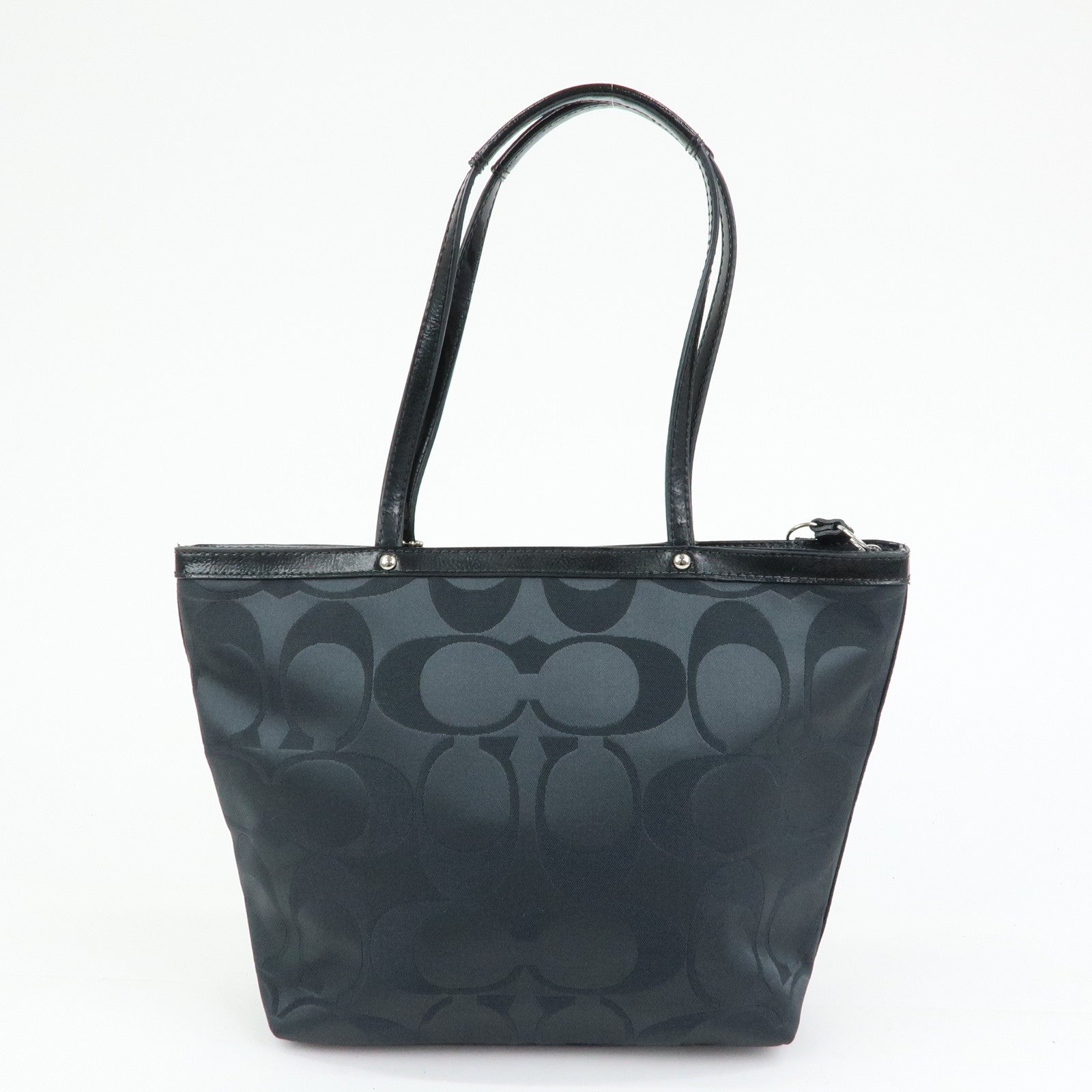 COACH Signature Set of 2 Canvas Leather Shoulder Bag Beige Black