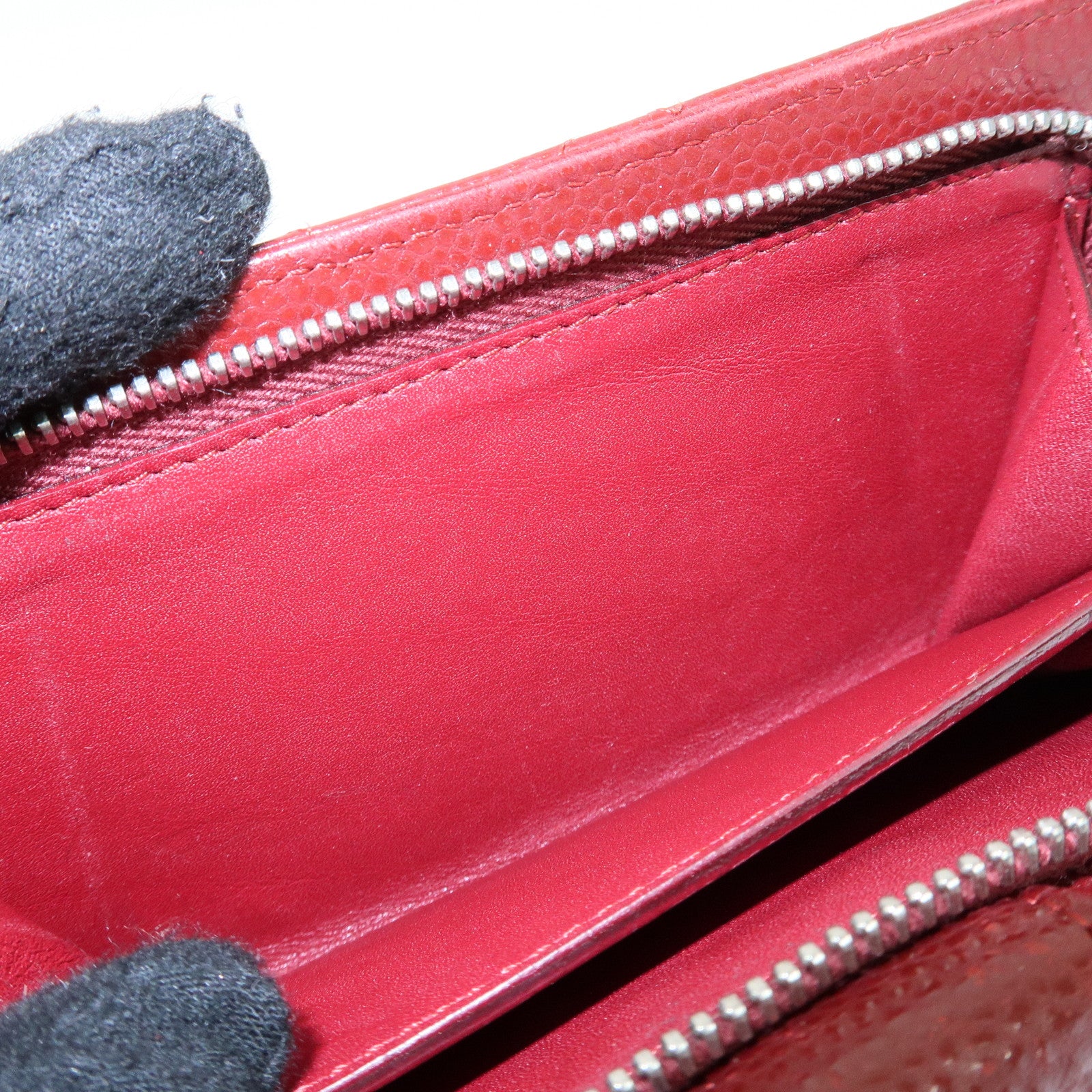 CHANEL COCO Mark Matelasse Caviarskin Compact Wallet Bordeaux