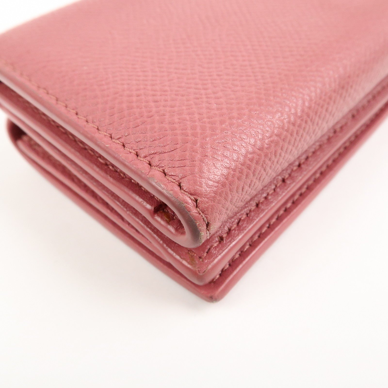 Christian Dior Logo Leather Tri-fold Small Compact Wallet Pink