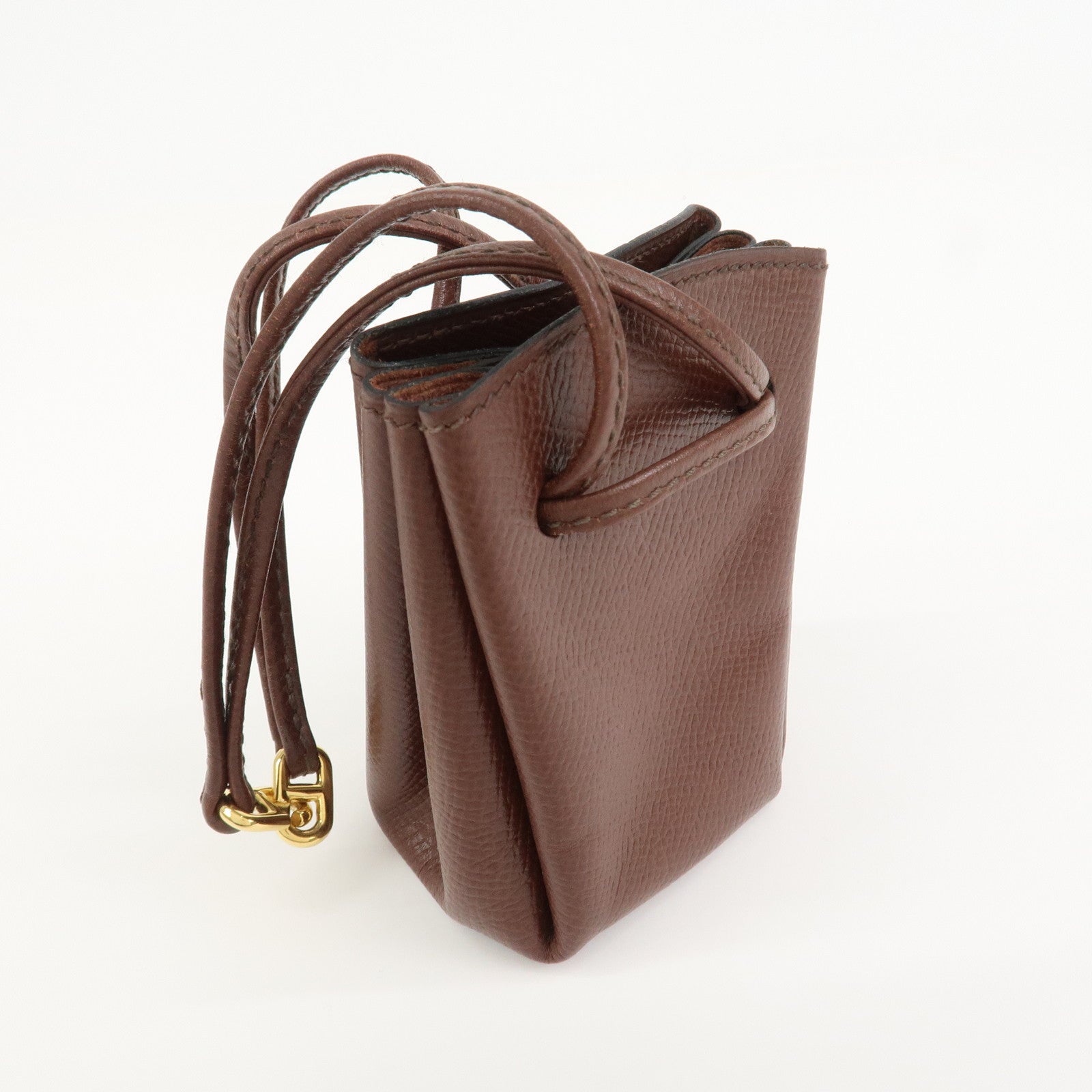 HERMES Vespa Courchevel Calf Leather □A Stamped Pouch Hand Bag