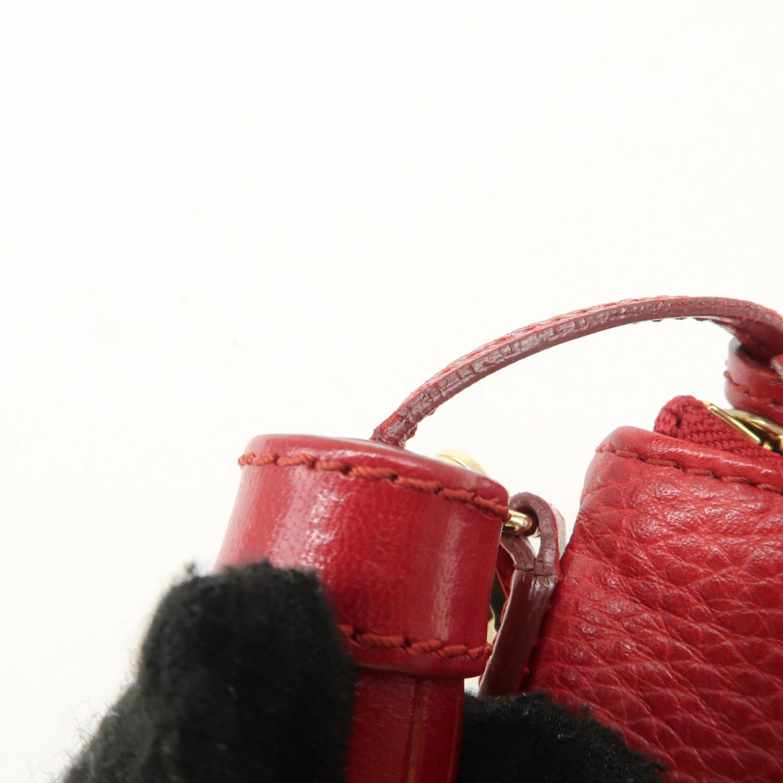 BURBERRY Logo Leather Chain Shoulder Bag Crossbody Bag Red Used
