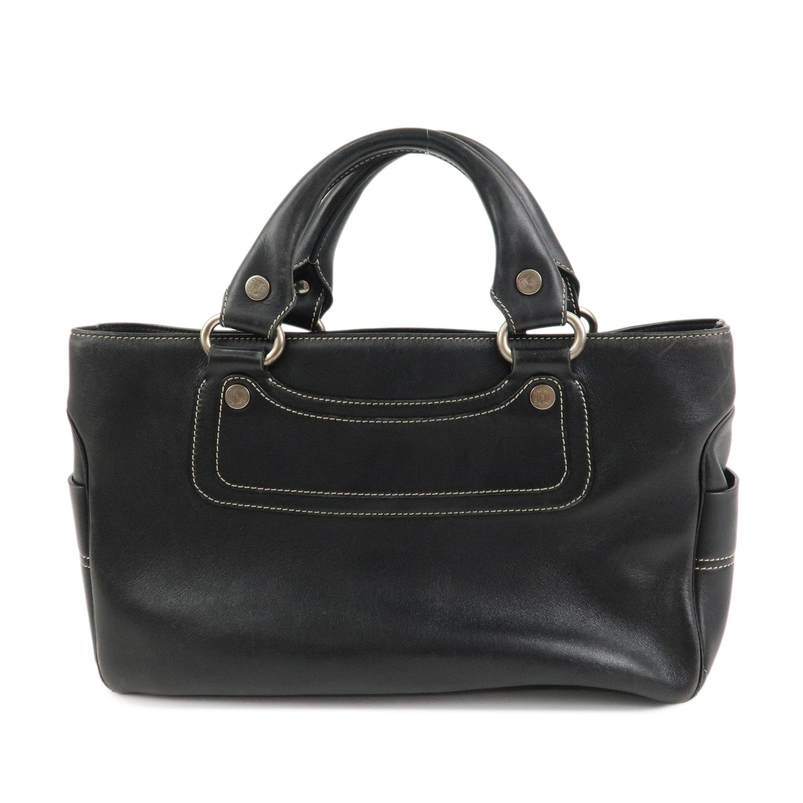 CELINE Boogie Bag Leather Hand Bag Tote Bag Black