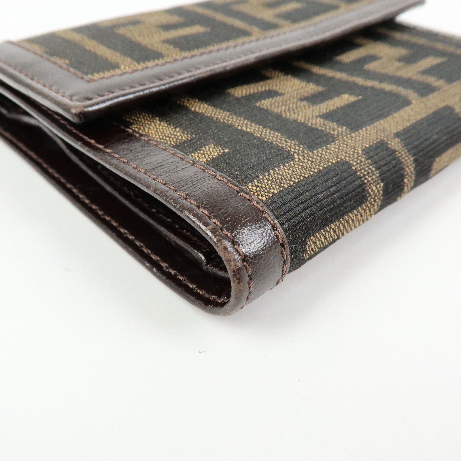 FENDI Zucca Canvas Leather Compact Wallet Brown 2270・30729・008