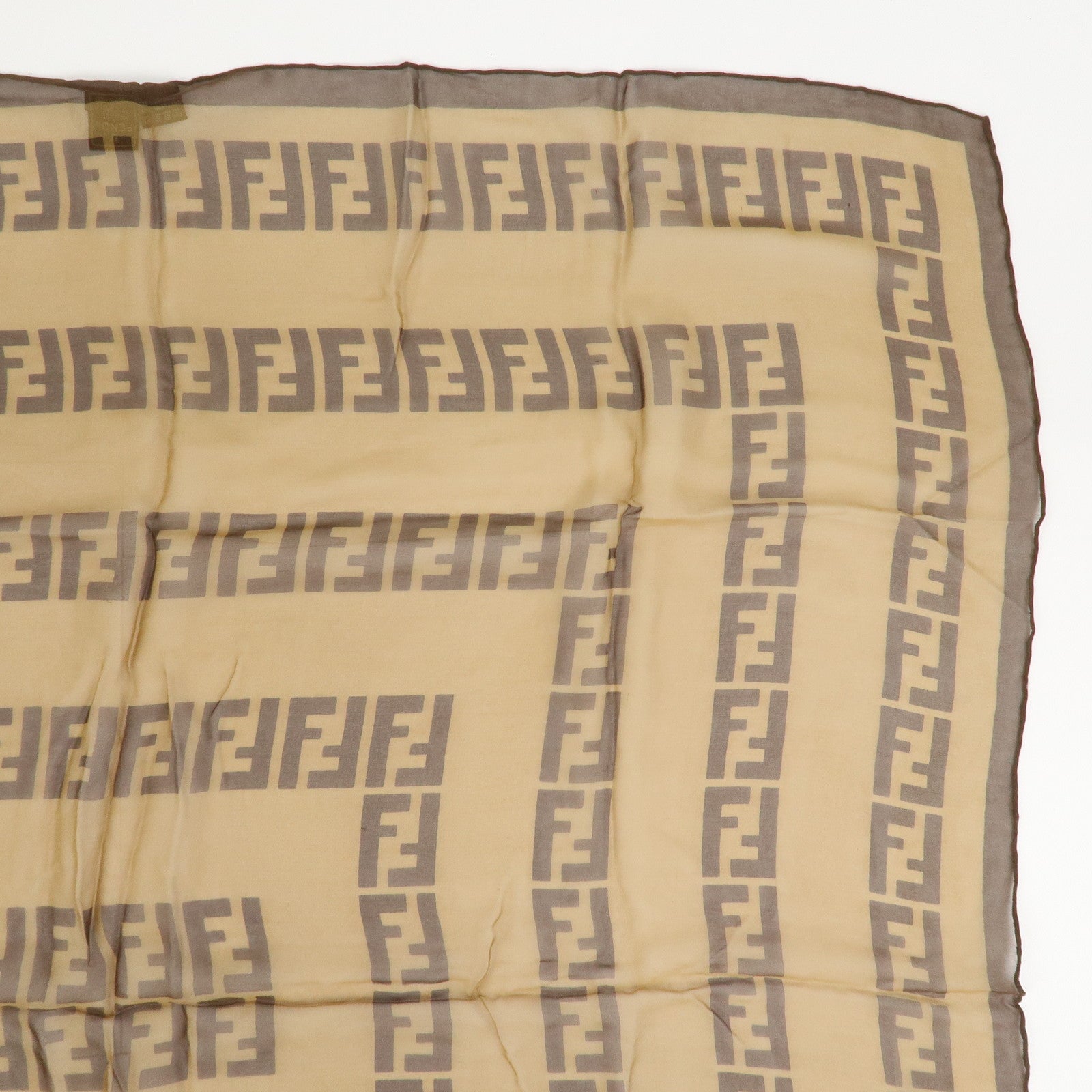 FENDI Zucca Logo Silk 100% Scarf Brown