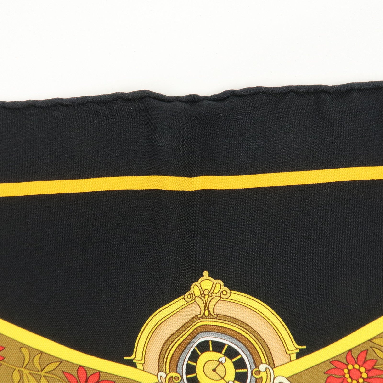 HERMES Carre 90 Silk 100% IN SALZBURG Scarf Black Gold