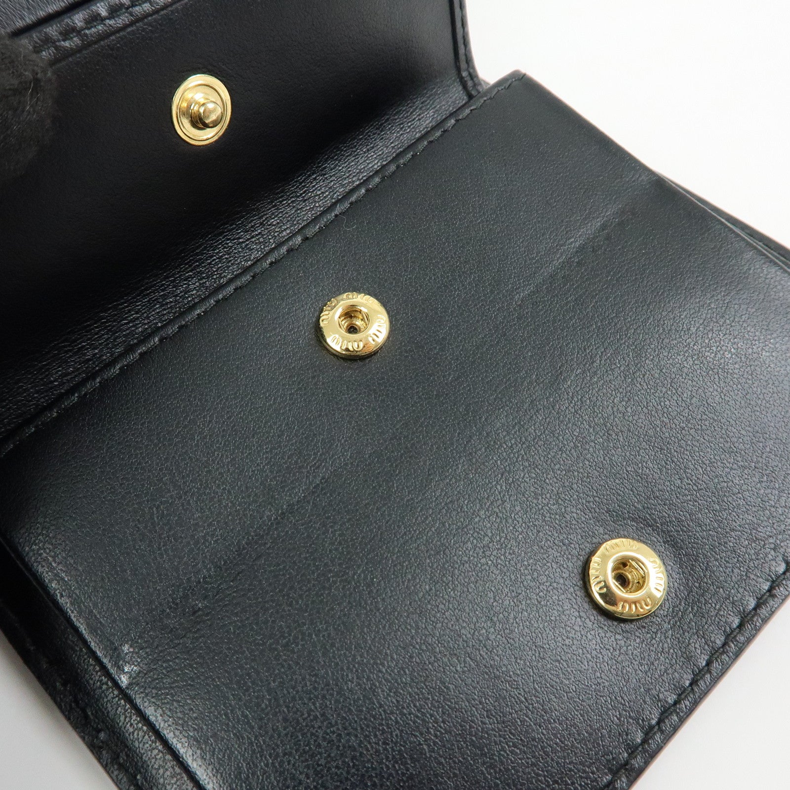 MIU MIU Embossed Patent Leather Bi-fold Compact Wallet Black 5MV204