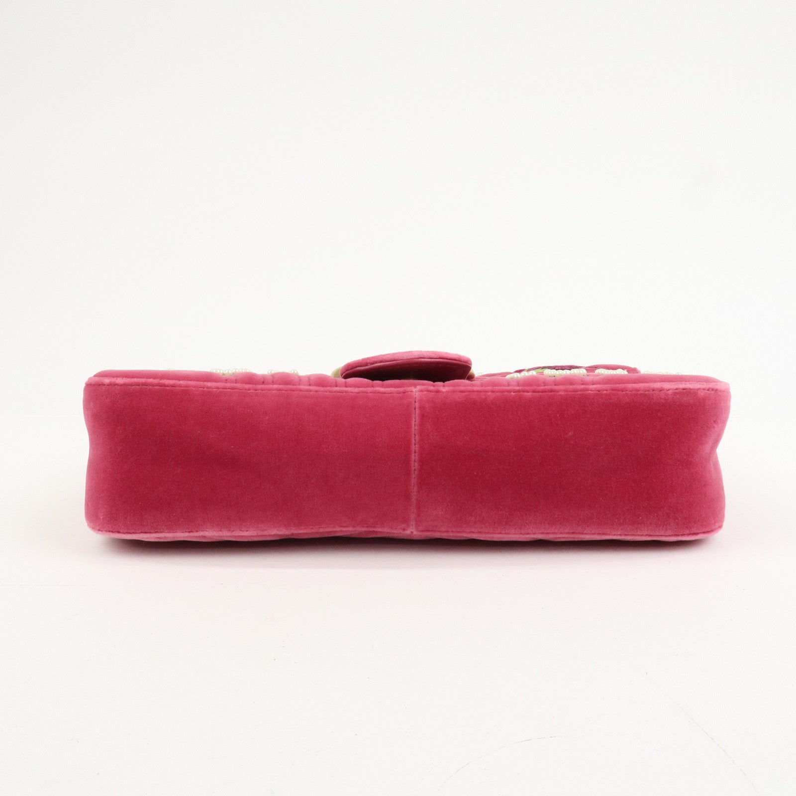 GUCCI GG Marmont Medium Velour Chain Shoulder Bag Pink 443496