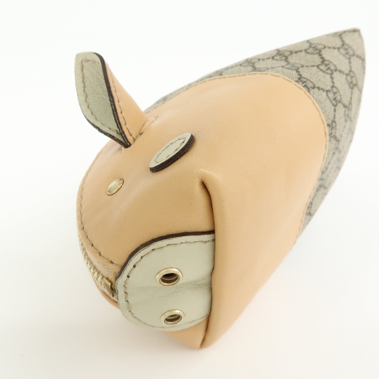 GUCCI GG Supreme Leather Pig Coin Case Purse Zoo Series 256866