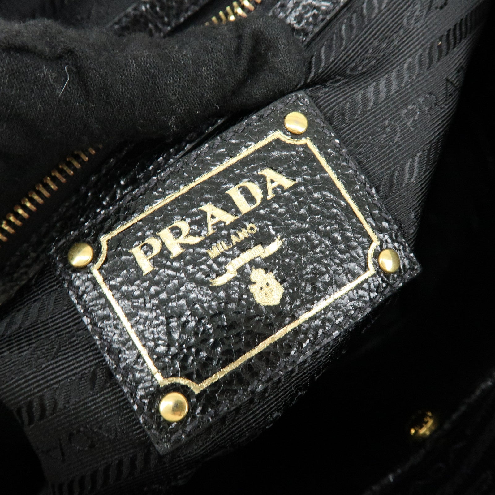 PRADA Triangle Logo Leather 2Way Bag Hand Bag Shoulder Bag Brown