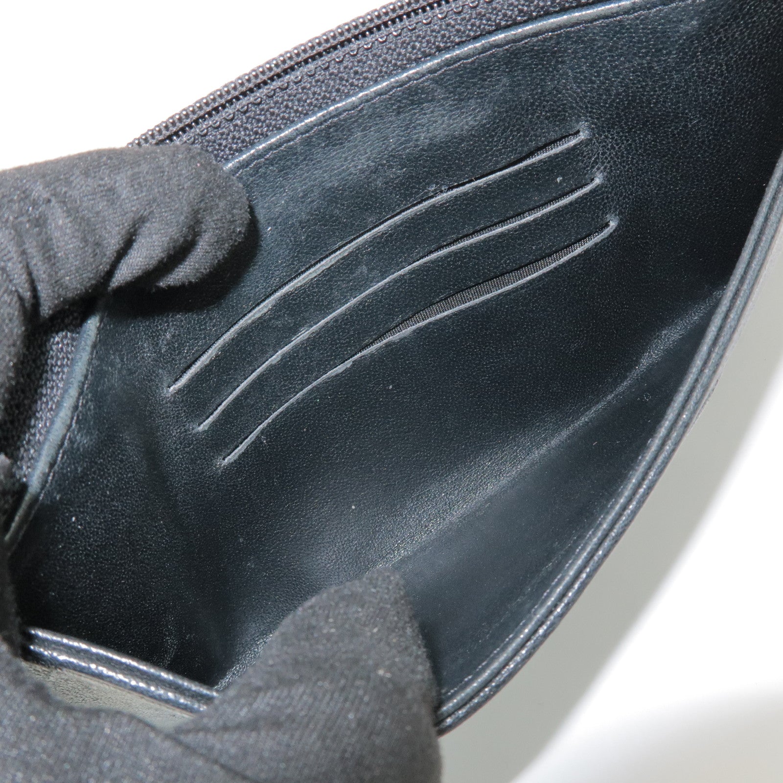 CHANEL COCO Mark Calf Leather Long Wallet Black