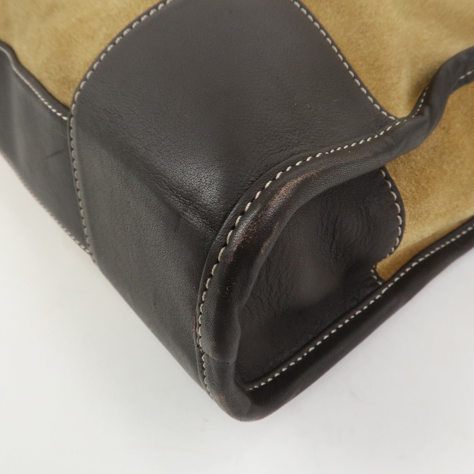 LOEWE Anagram Amazona 40 Suede Leather 2Way Bag Hand Bag Brown