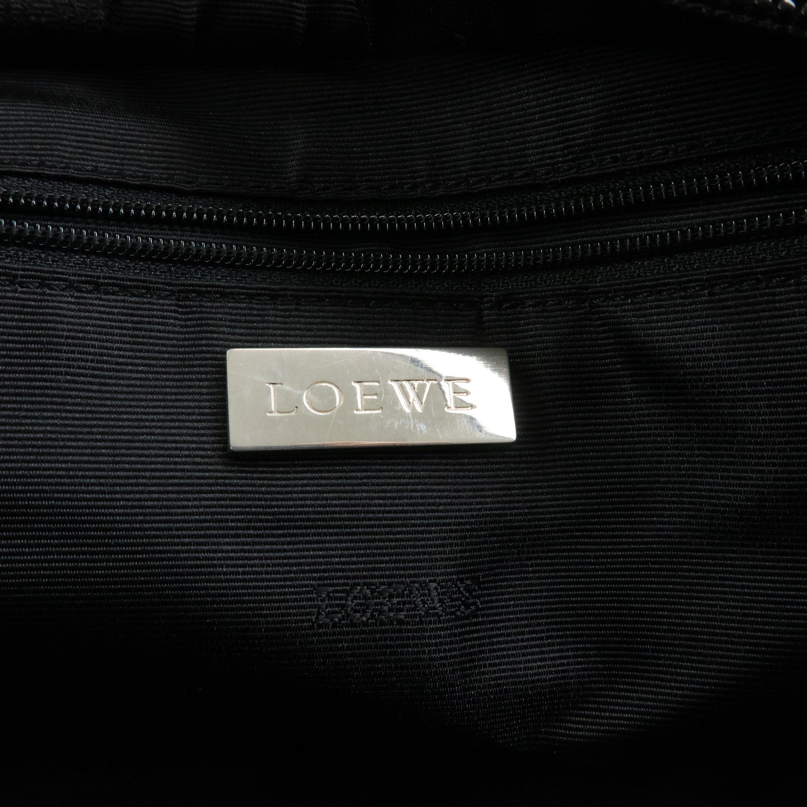 LOEWE Anagram Amazona 28 Leather Hand Bag Boston Bag Black