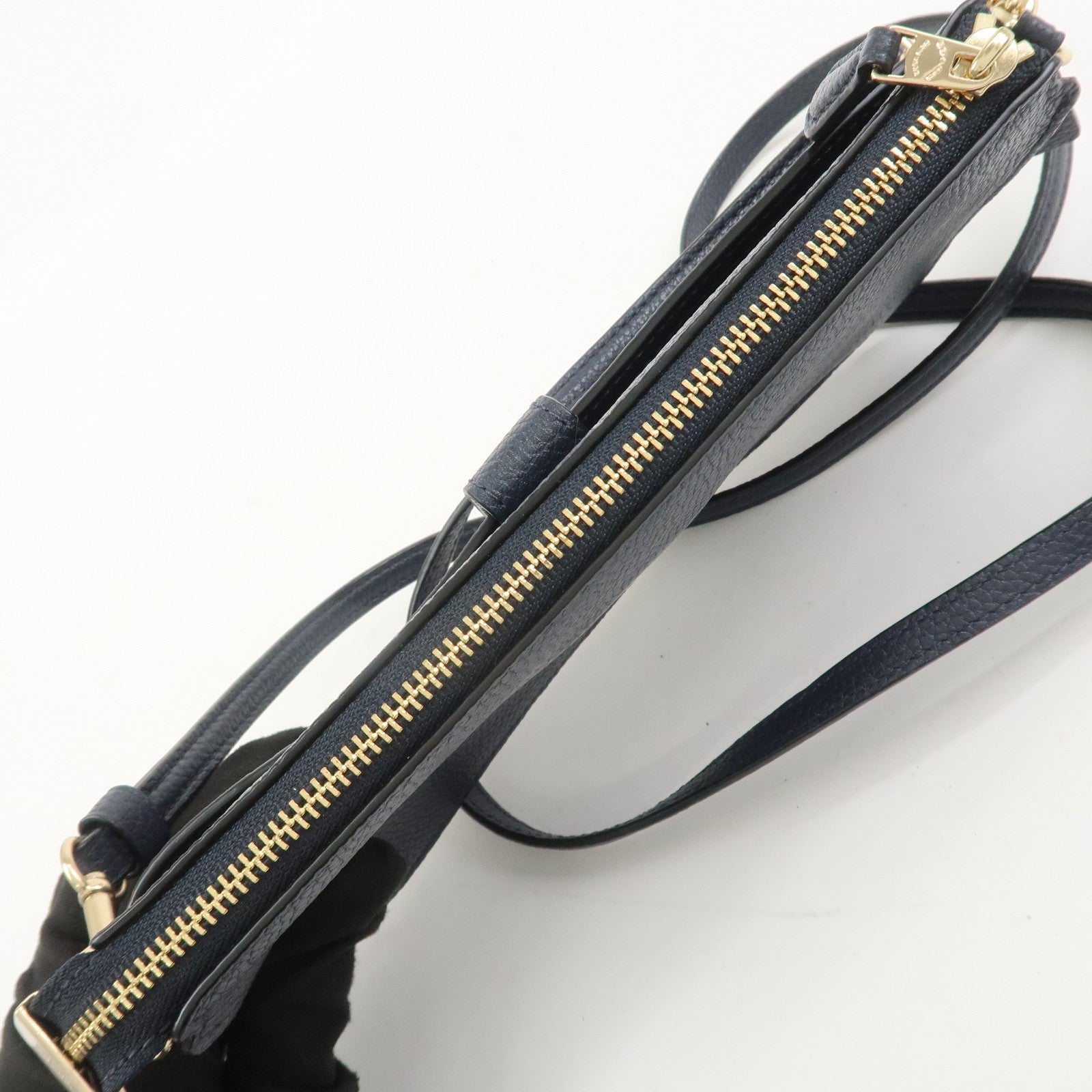 COACH Logo Leather Shoulder Bag Crossbody Bag Navy