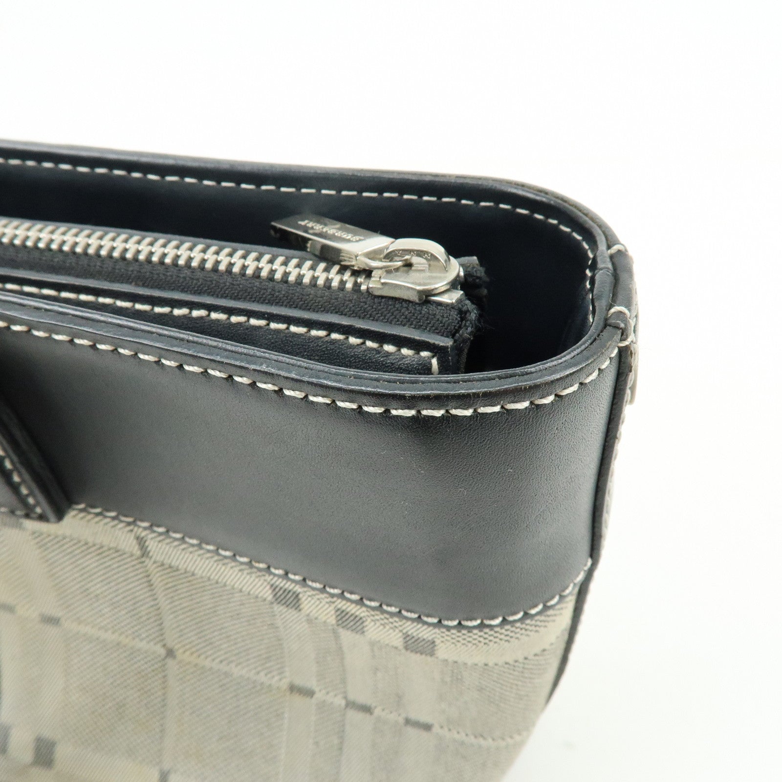 BURBERRY Canvas Leather Hand Bag Tote Bag Black