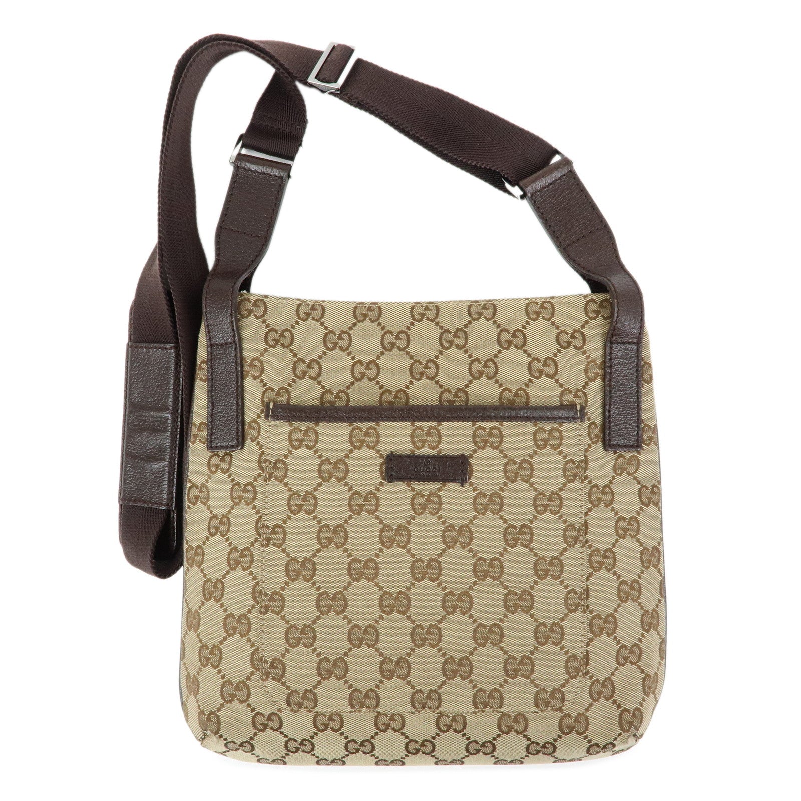 GUCCI GG Canvas Leather Shoulder Crossbody Bag Beige Brown 122793