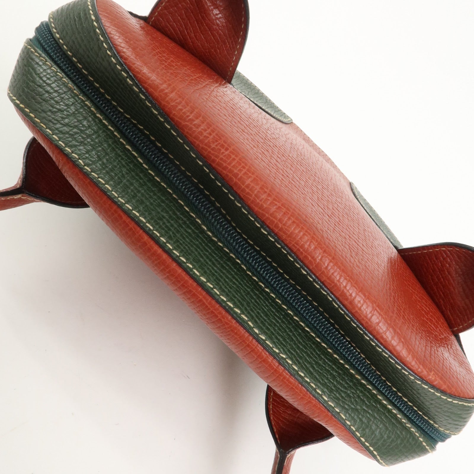 LOEWE Embossed Leather Shoulder Bag Hand Bag Green Red Brown