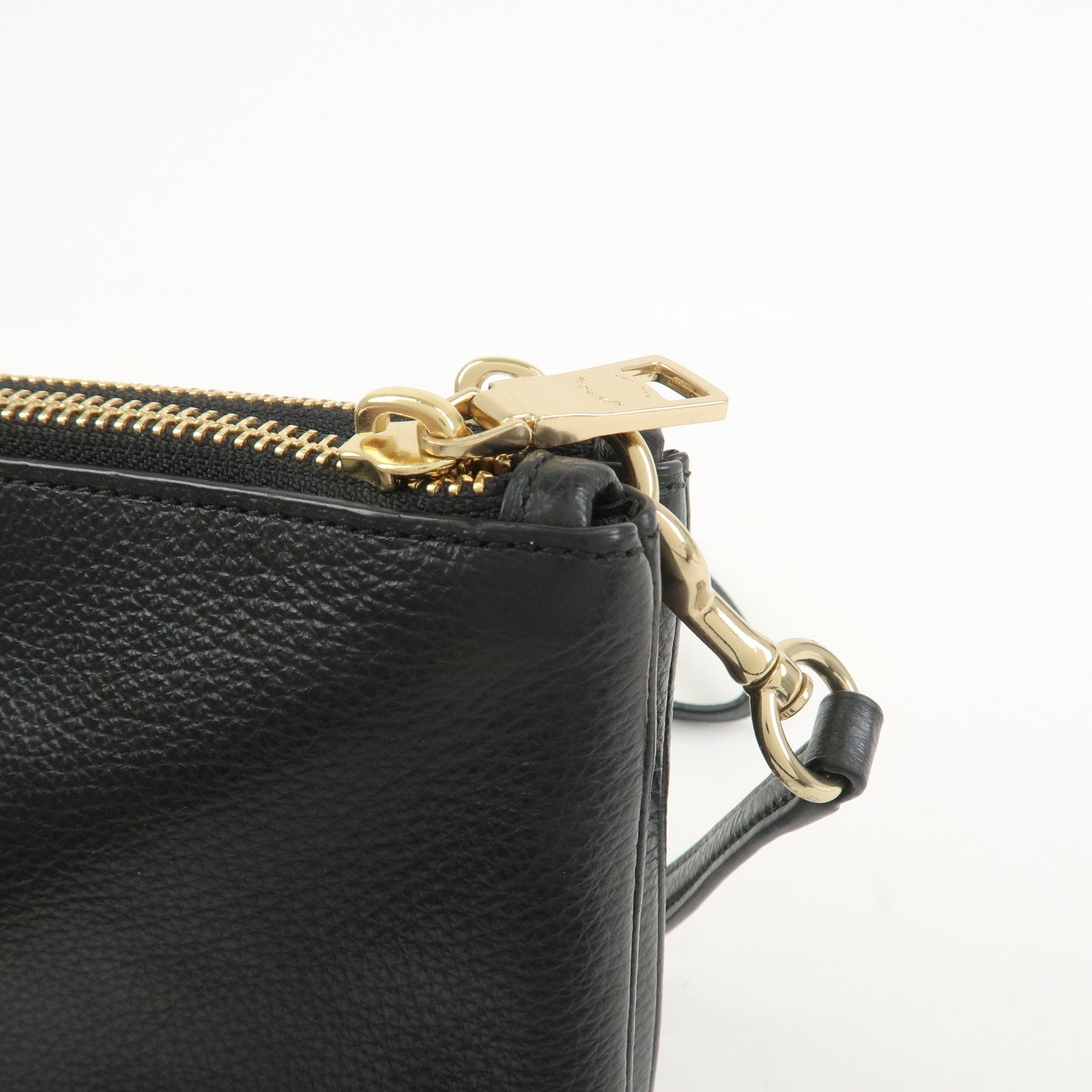 COACH Logo Leather Shoulder Bag Crossbody Bag Black