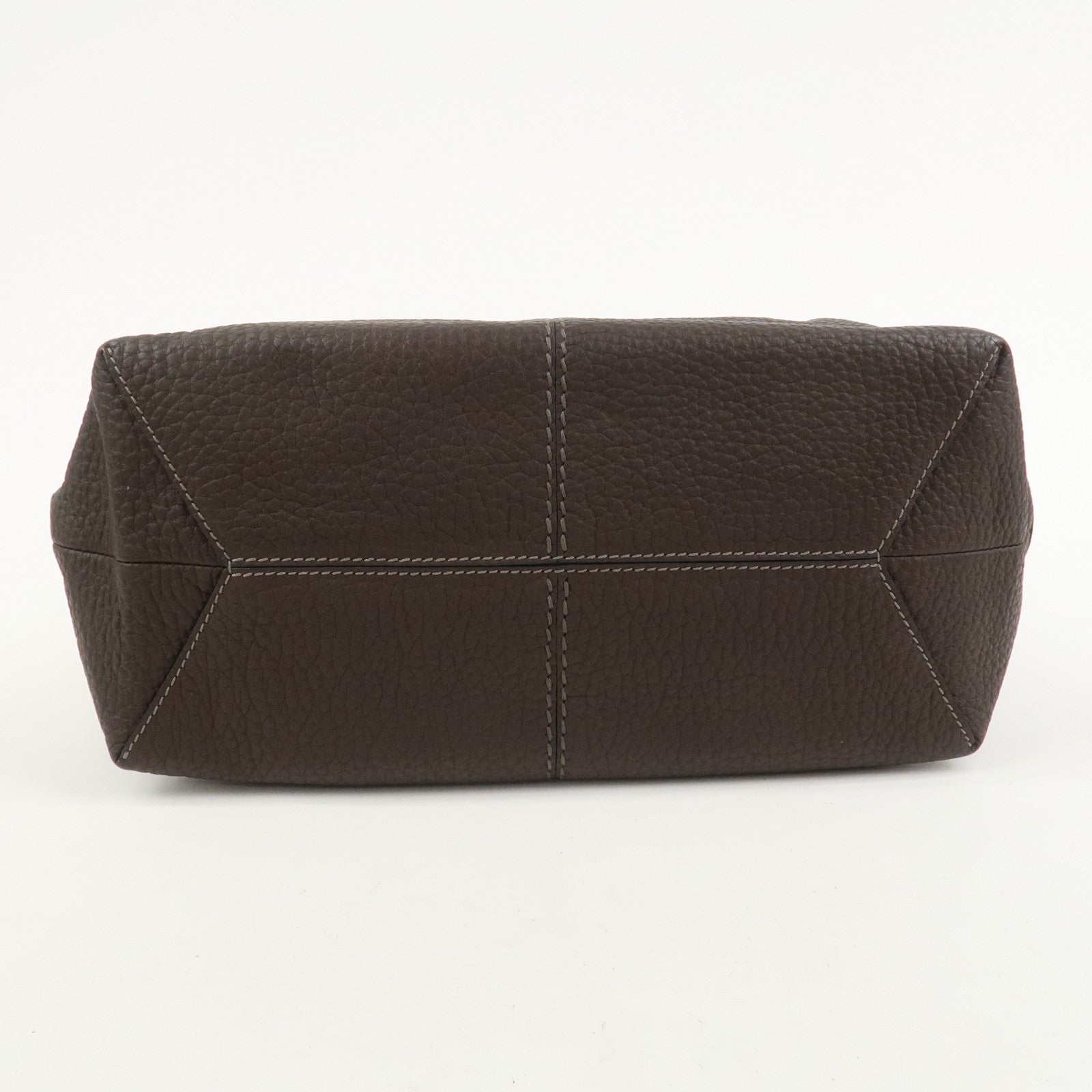 TOD'S Logo Leather Shoulder Bag Hand Bag Brown