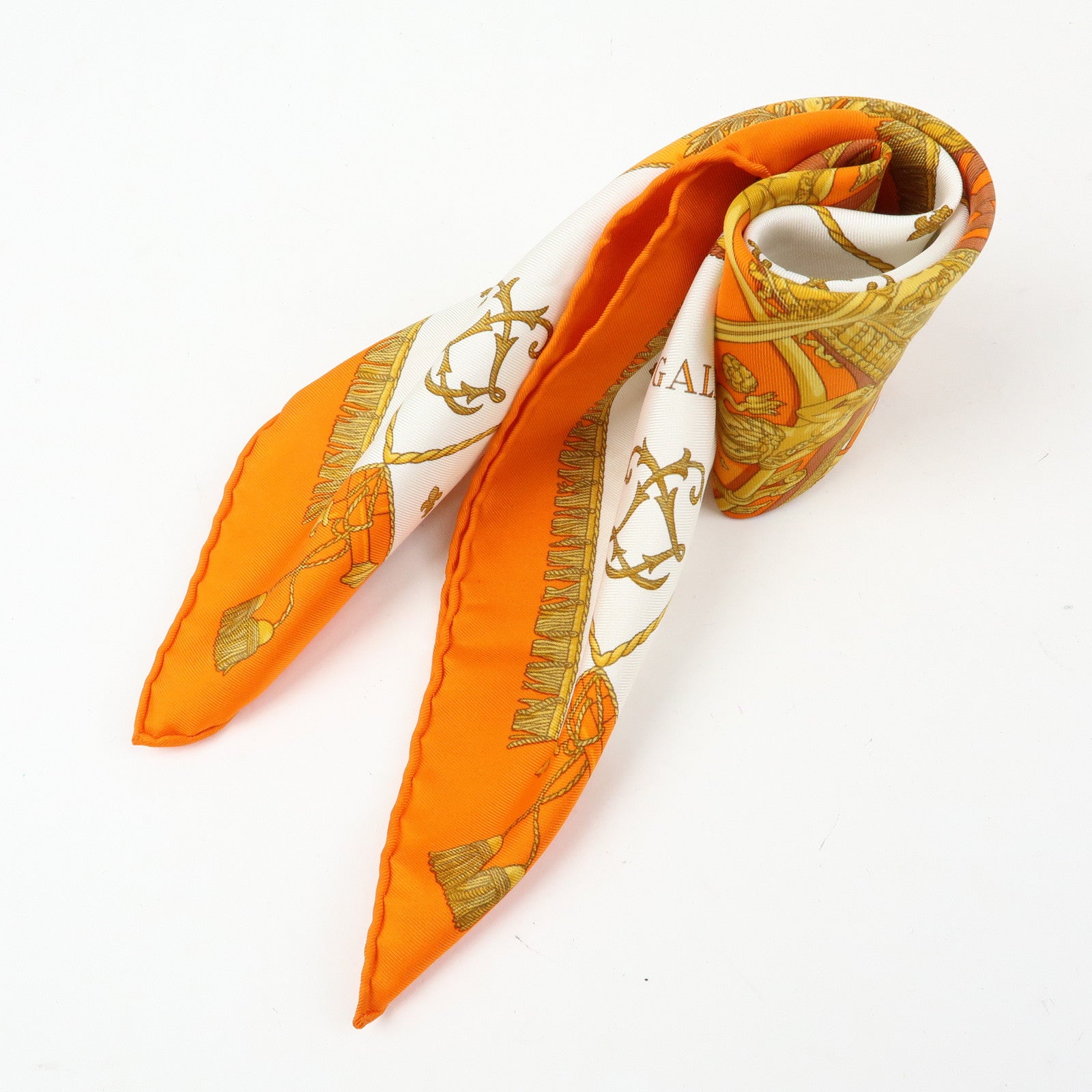 HERMES Carre 45 Silk 100% Scarf VUE DU CAROSSE LA GALERE LA REALE