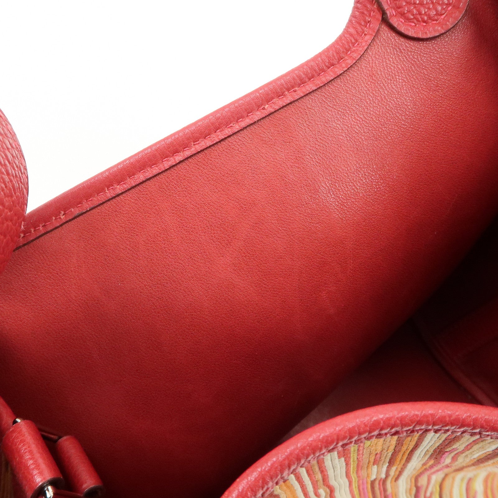 HERMES Deauville Vibrato Picotin Lock PM O Stamped Hand Bag Red