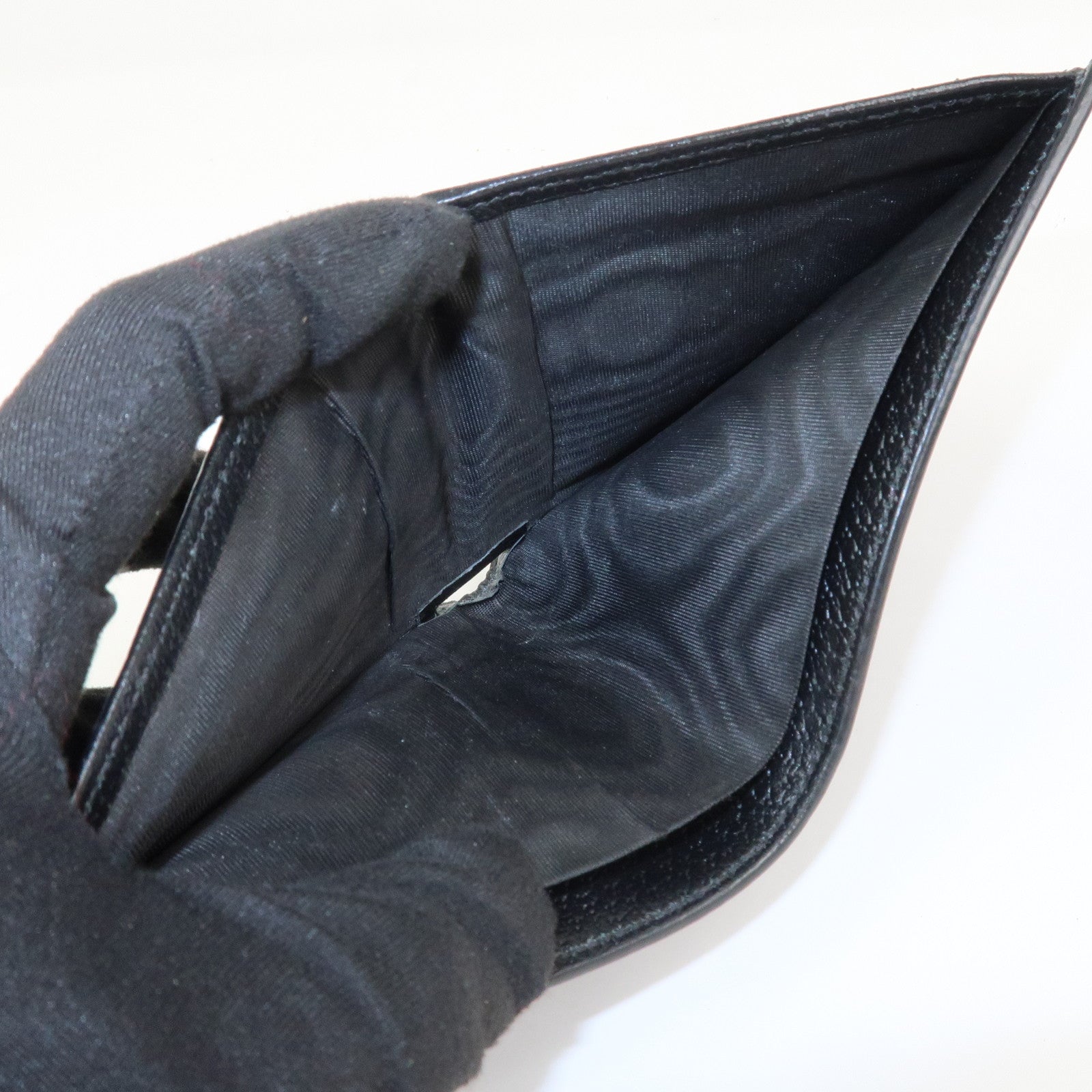 GUCCI Animalier Leather Bi-fold Compact Wallet Black 523664