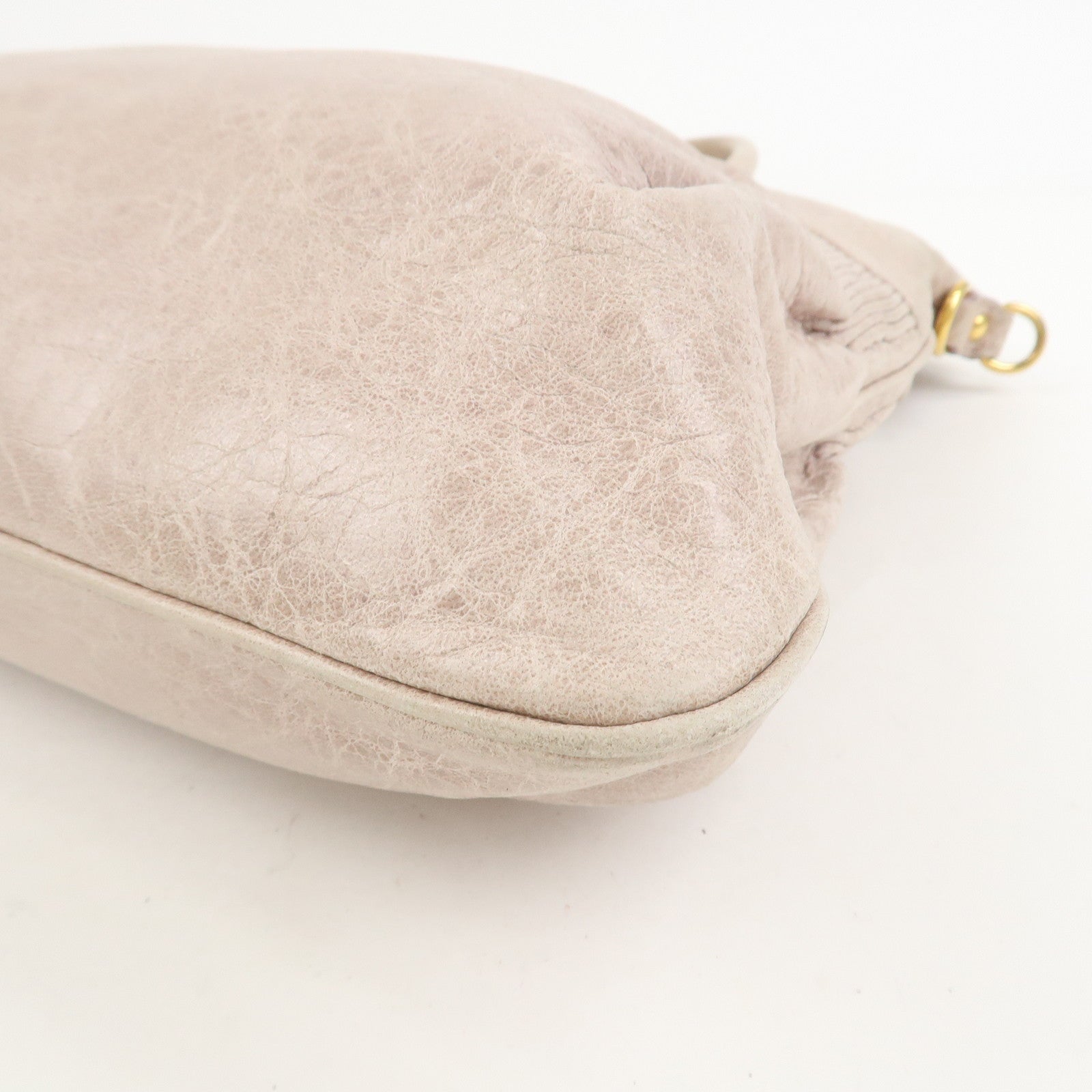 MIU MIU Logo Leather  2Way Bag Hand Bag Shoulder Bag Ivory