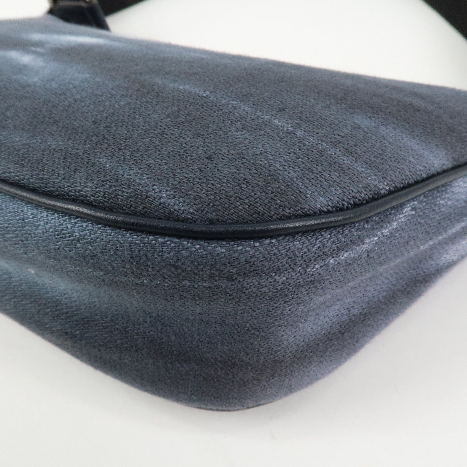 JIMMY CHOO Logo Canvas Leather Shoulder Bag Crossbody Bag Navy
