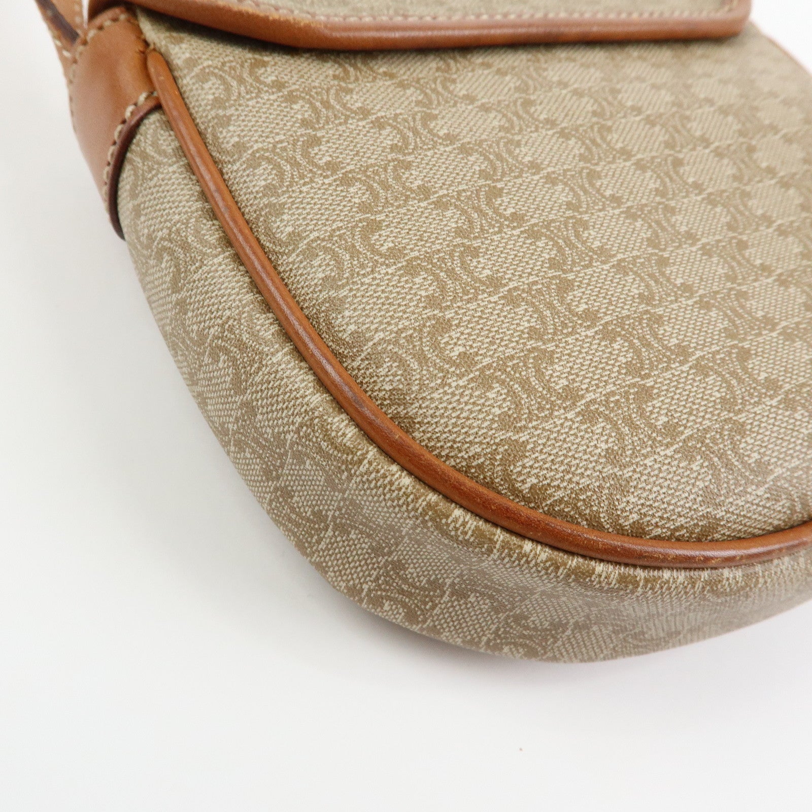 CELINE Macadam PVC Leather Shoulder Bag Crossbody Bag Beige Brown